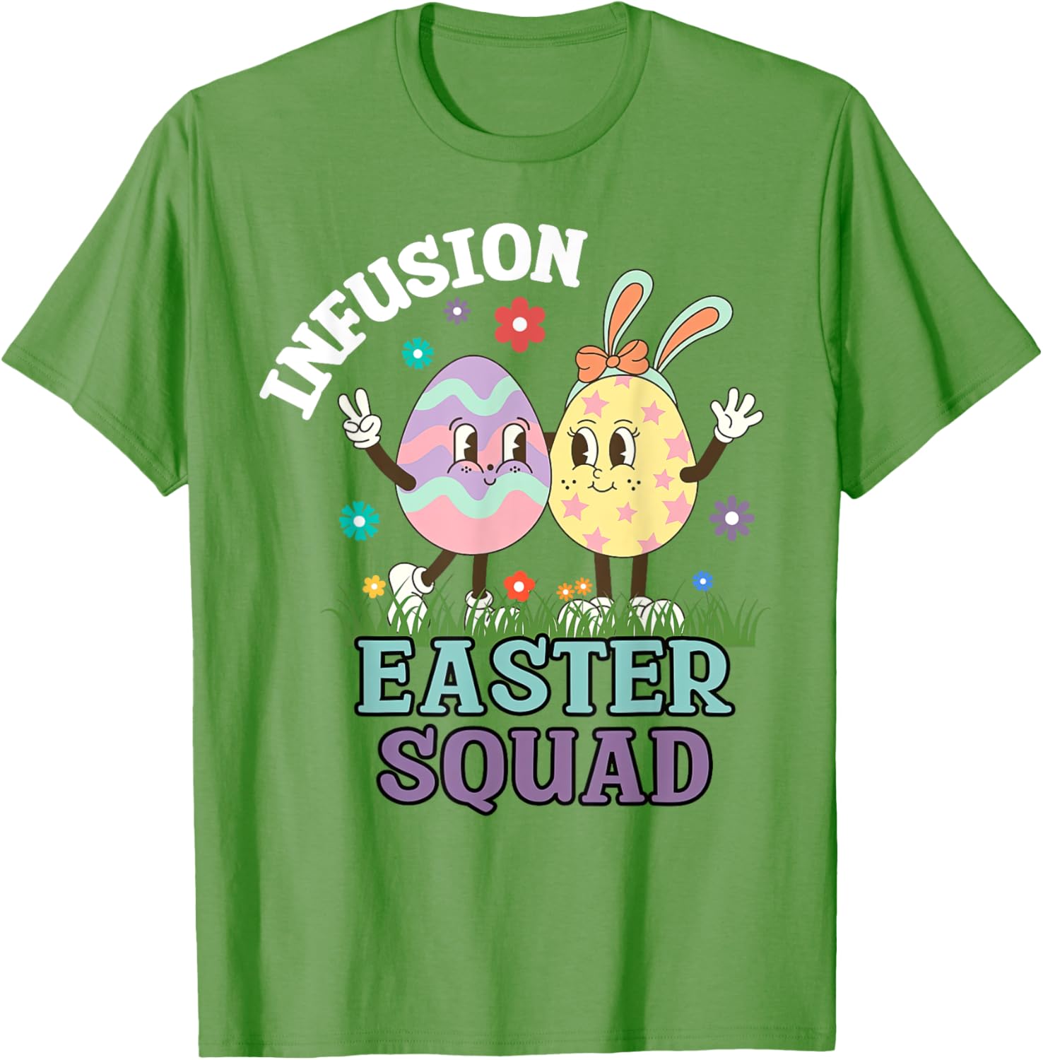 Infusion Nurse Easter Squad Bunny Eggs T-Shirt for Oncology Nurses - 20