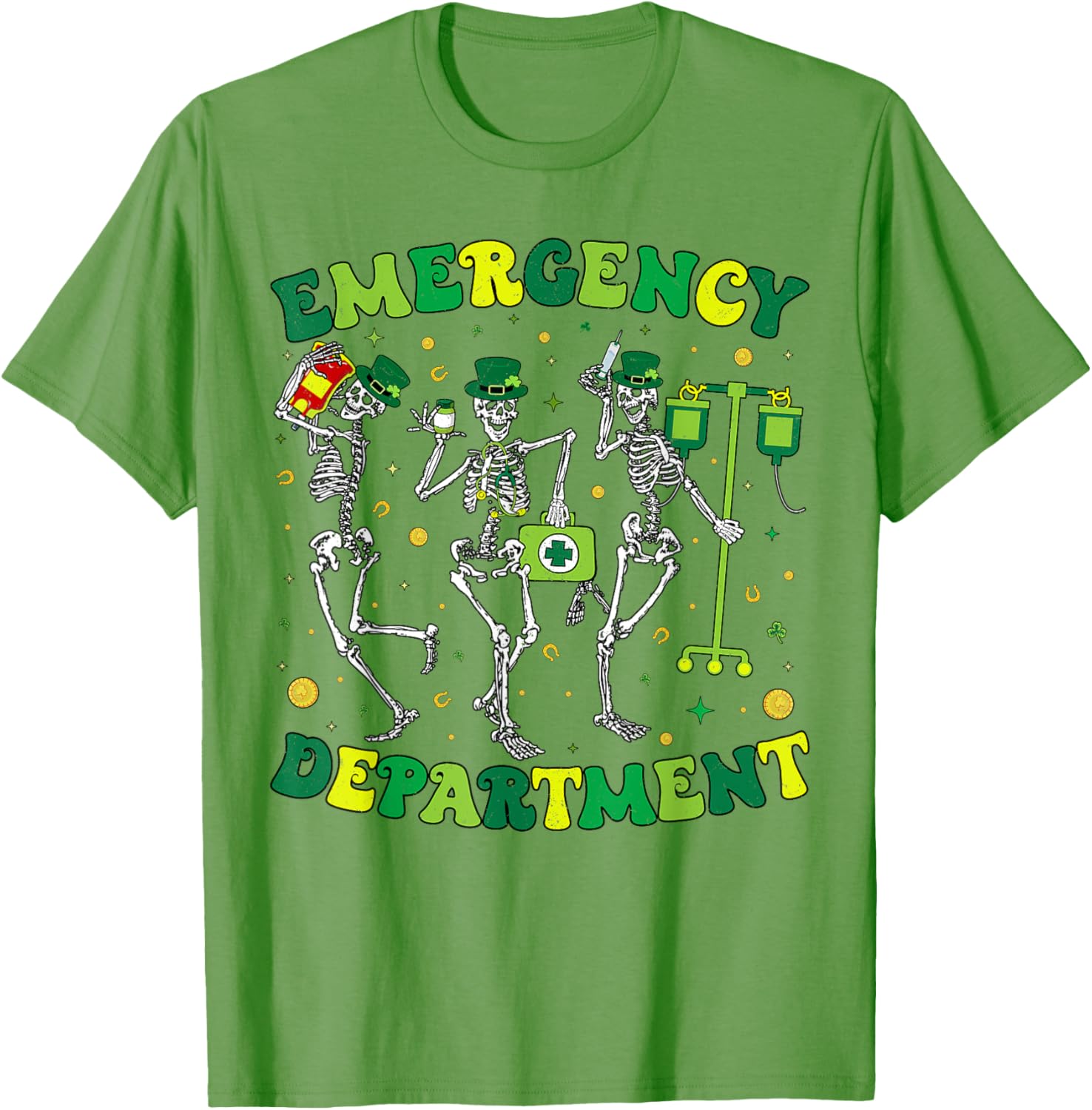 St Patricks Day Skeleton T-Shirt for Emergency Department Fun - 11