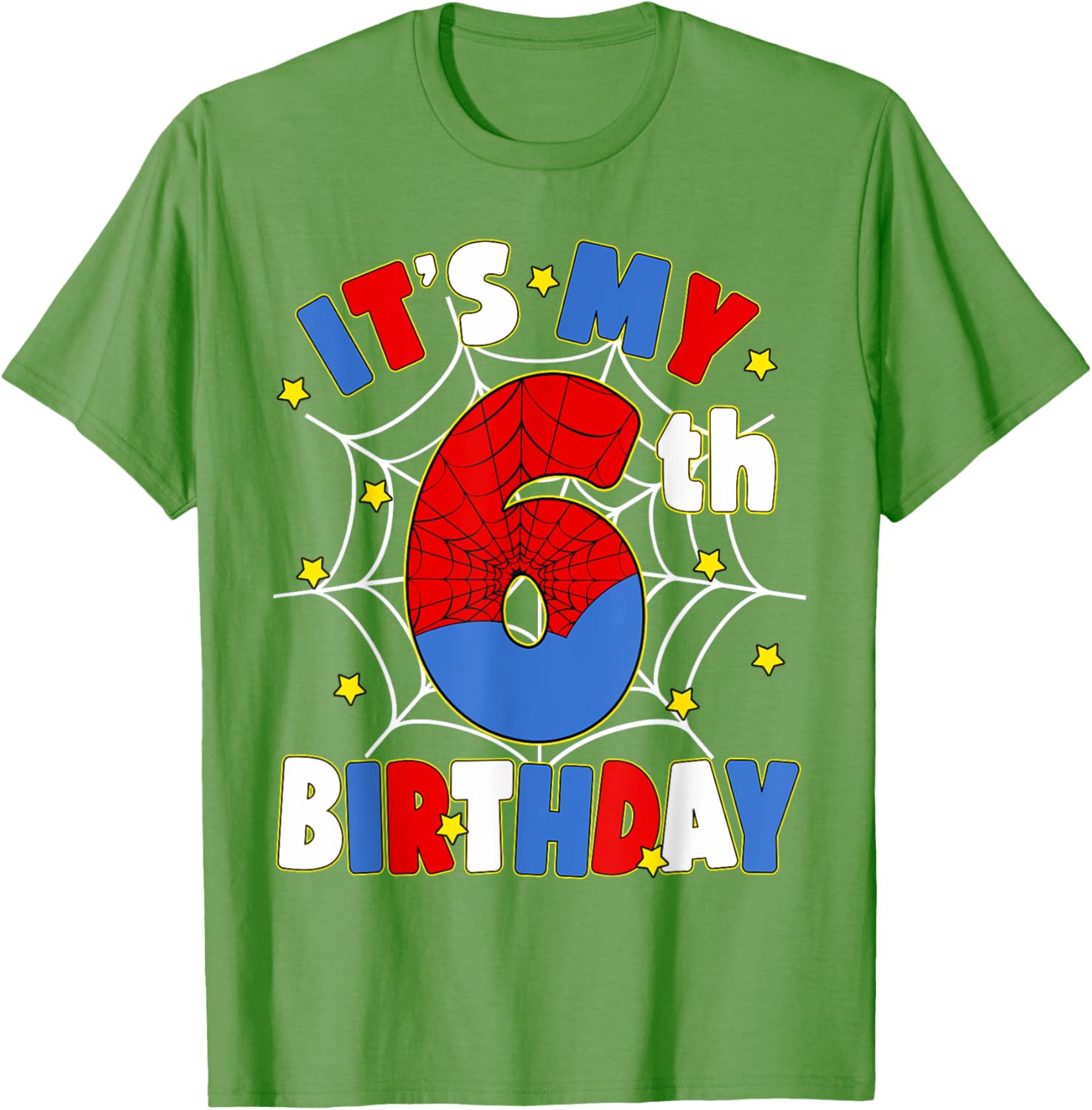 Kids Boys Spider Theme 6th Birthday Party T-Shirt for Fun Celebrations - 14
