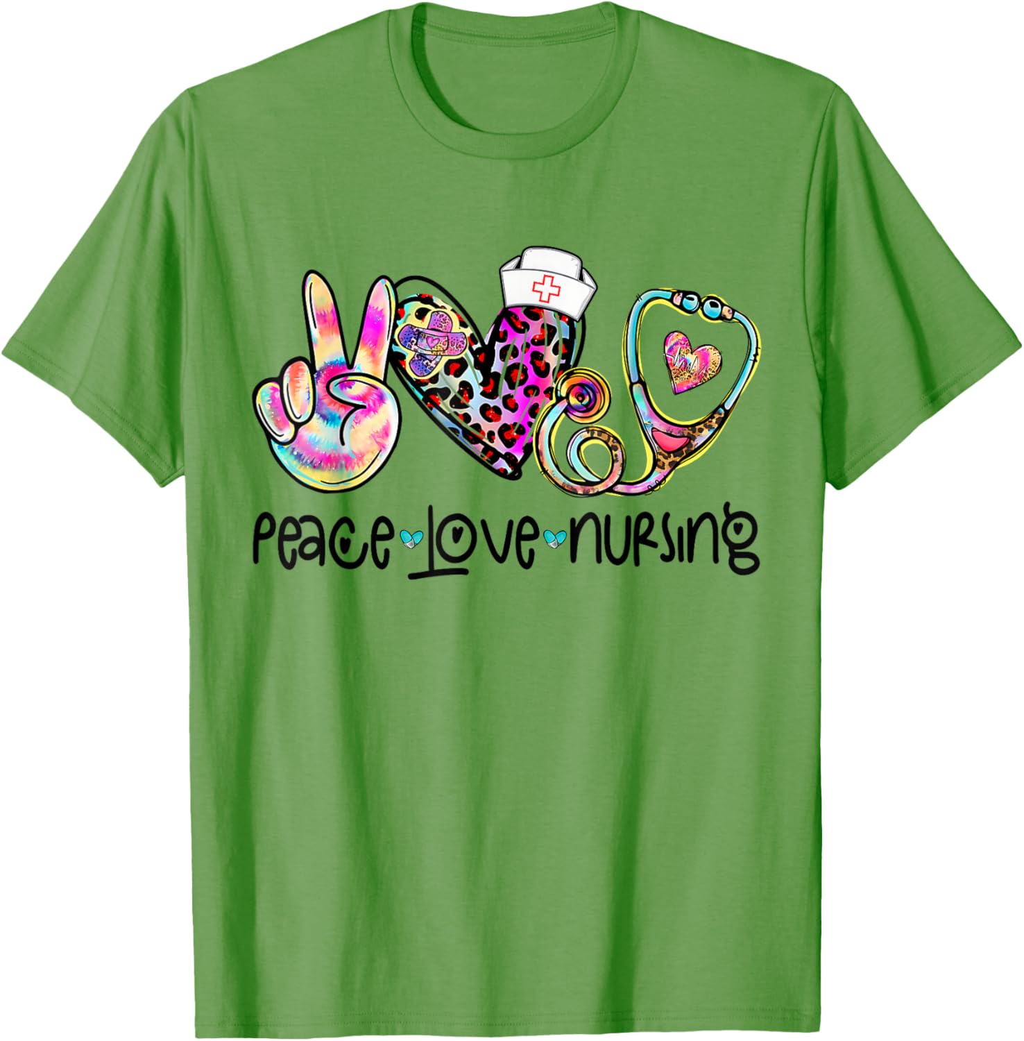 Peace Love Nursing Stethoscope T-Shirt for Nurse Week 2025 Perfect Gift - 6