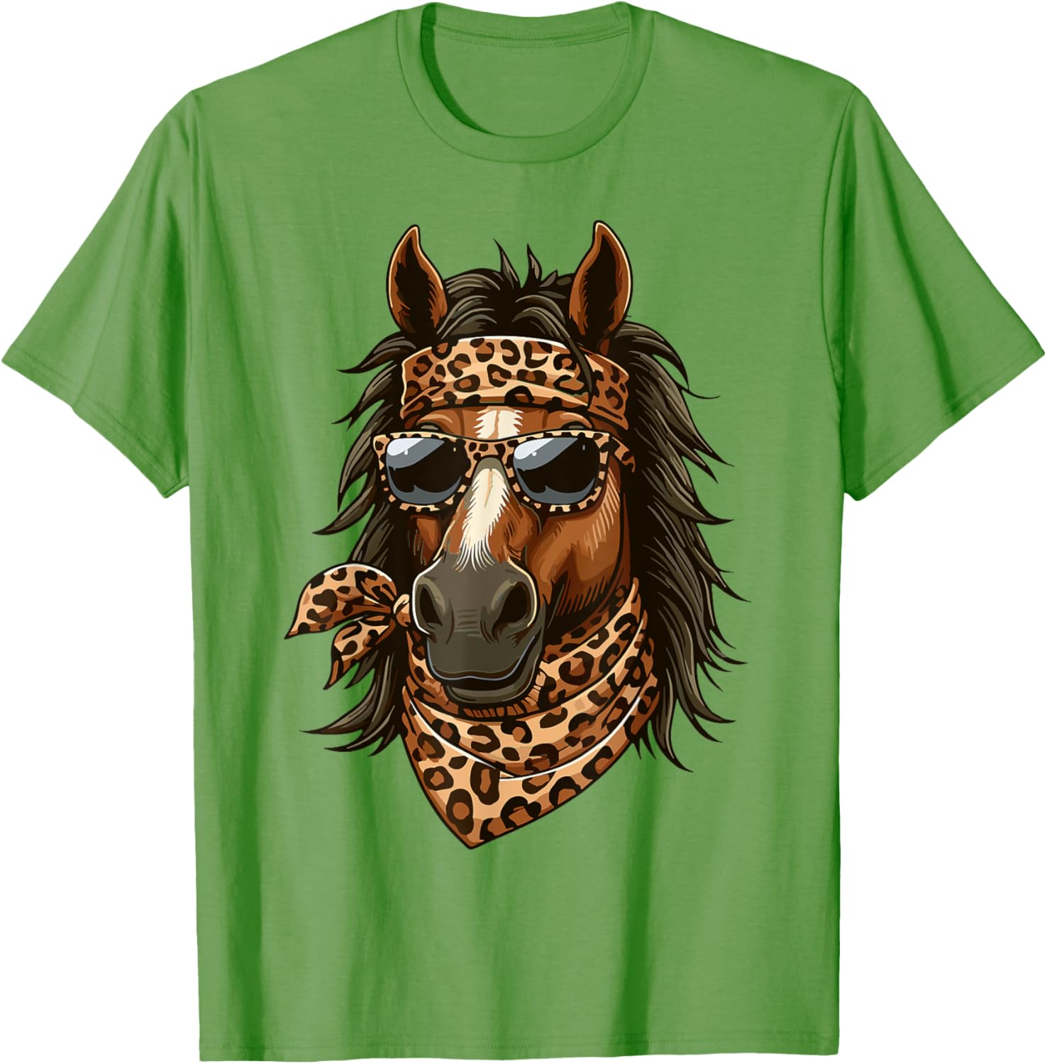 Stylish Horse in Leopard Scarf and Sunglasses T-Shirt for Animal Lovers - 16