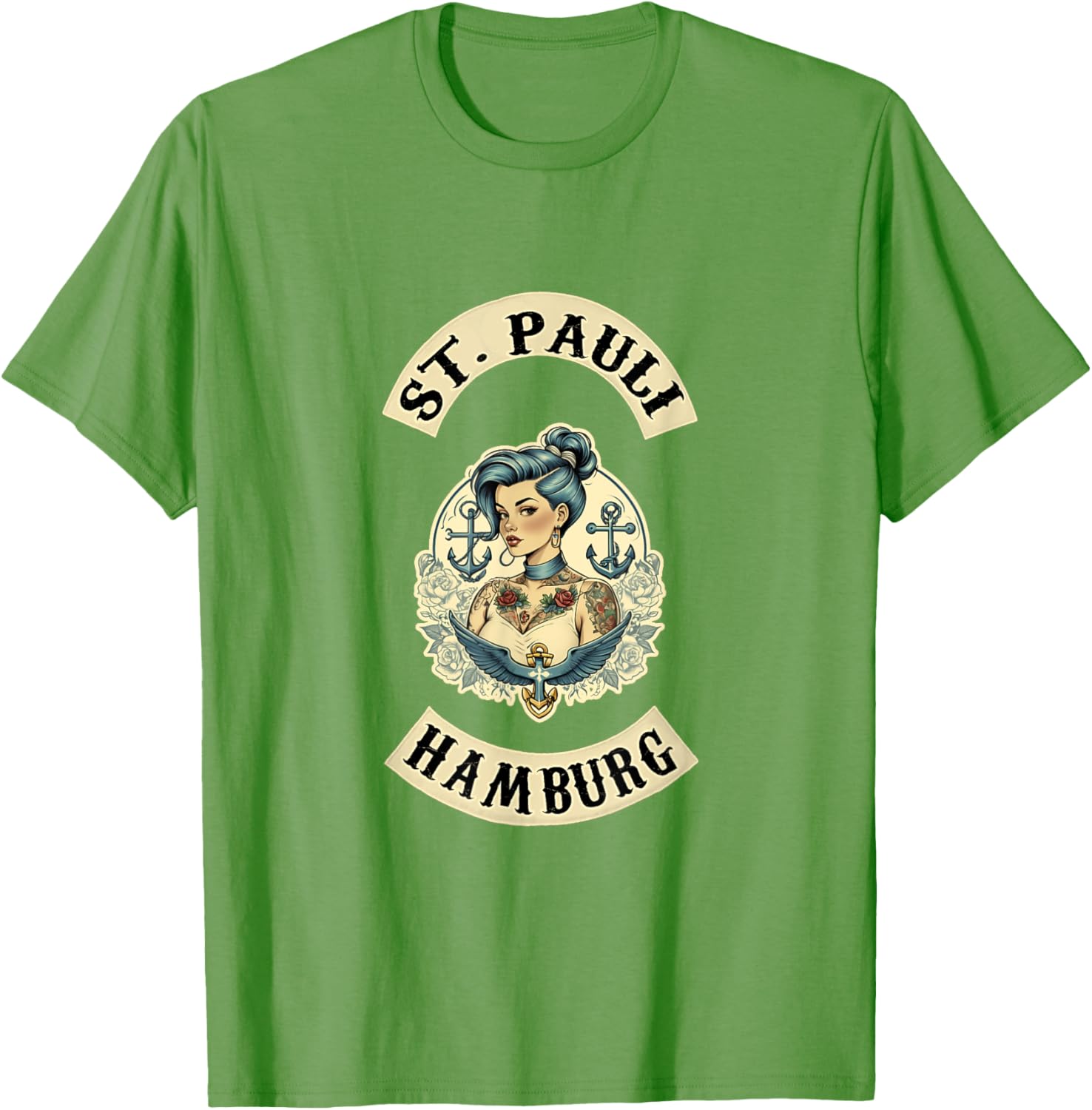 Hamburg St. Pauli Reeperbahn Sailor Tattoo Girl T-Shirt for Fans - 4