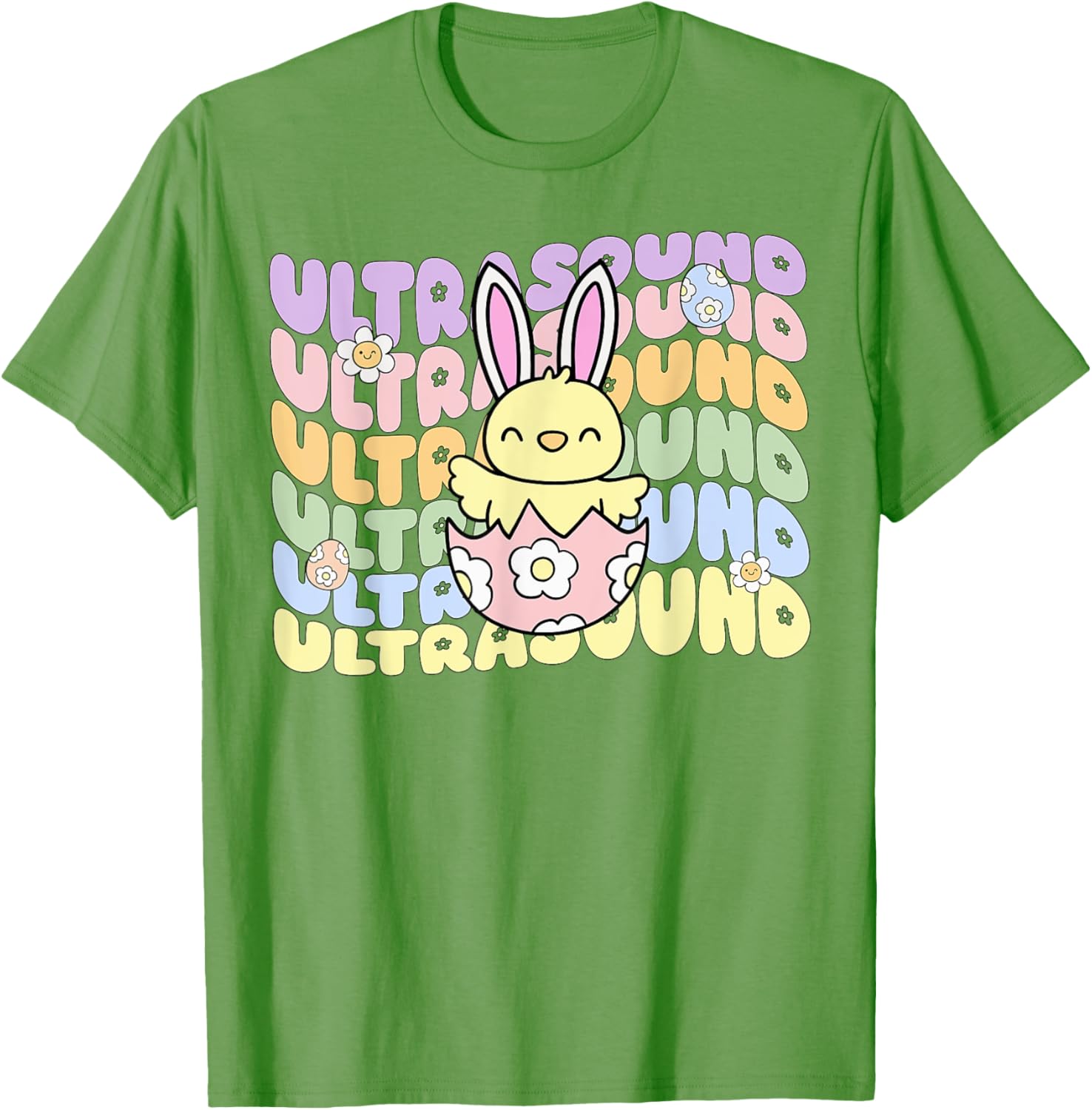 Groovy Easter Sonographer Bunny Chick Eggs T-Shirt for Ultrasound Lovers - 7