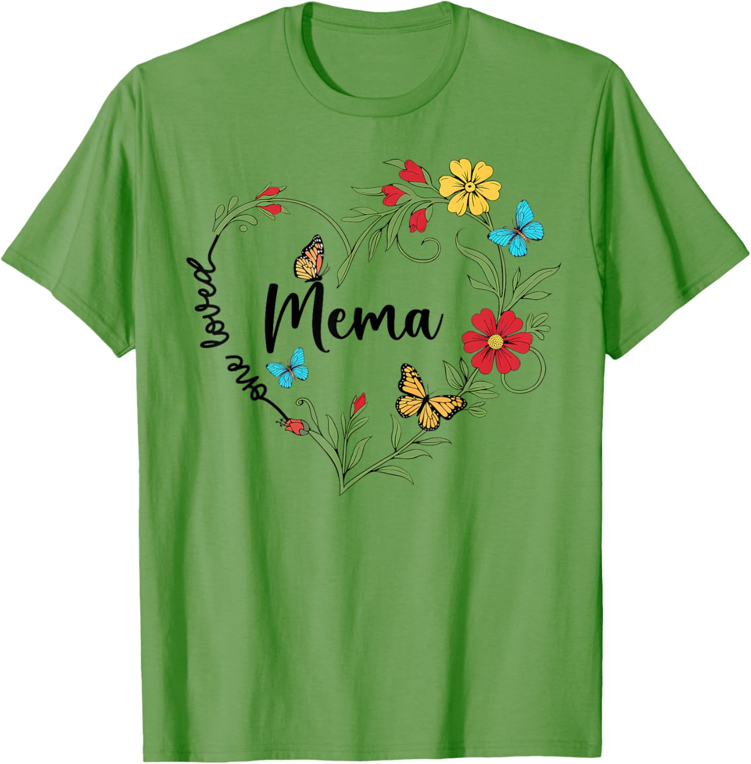 Floral One Loved Mema Heart T-Shirt for Mom and Grandma on Mother's Day - 19