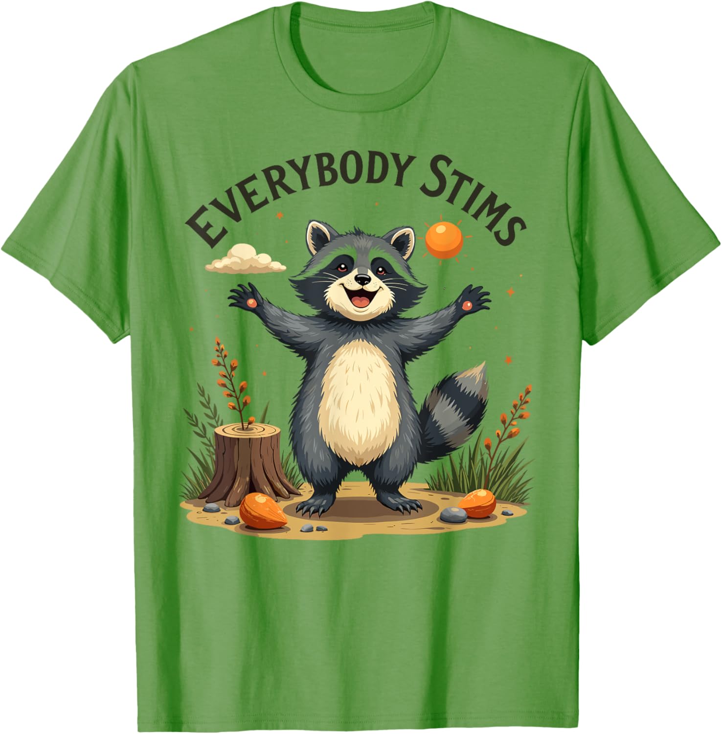 Support Autism Awareness with Everybody Stims Raccoon T-Shirt - 4