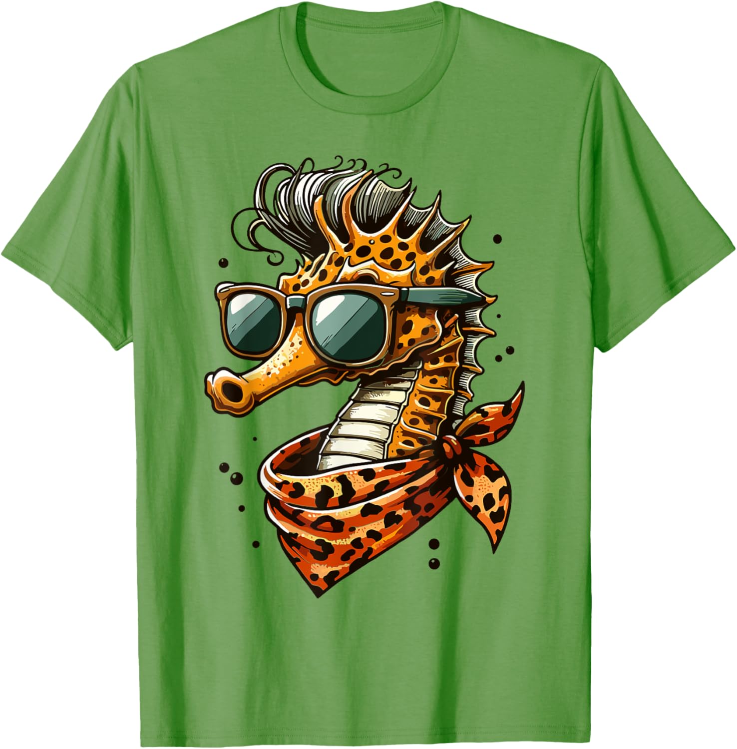 Seahorse with Leopard Scarf and Sunglasses Fun T-Shirt for Animal Lovers - 23