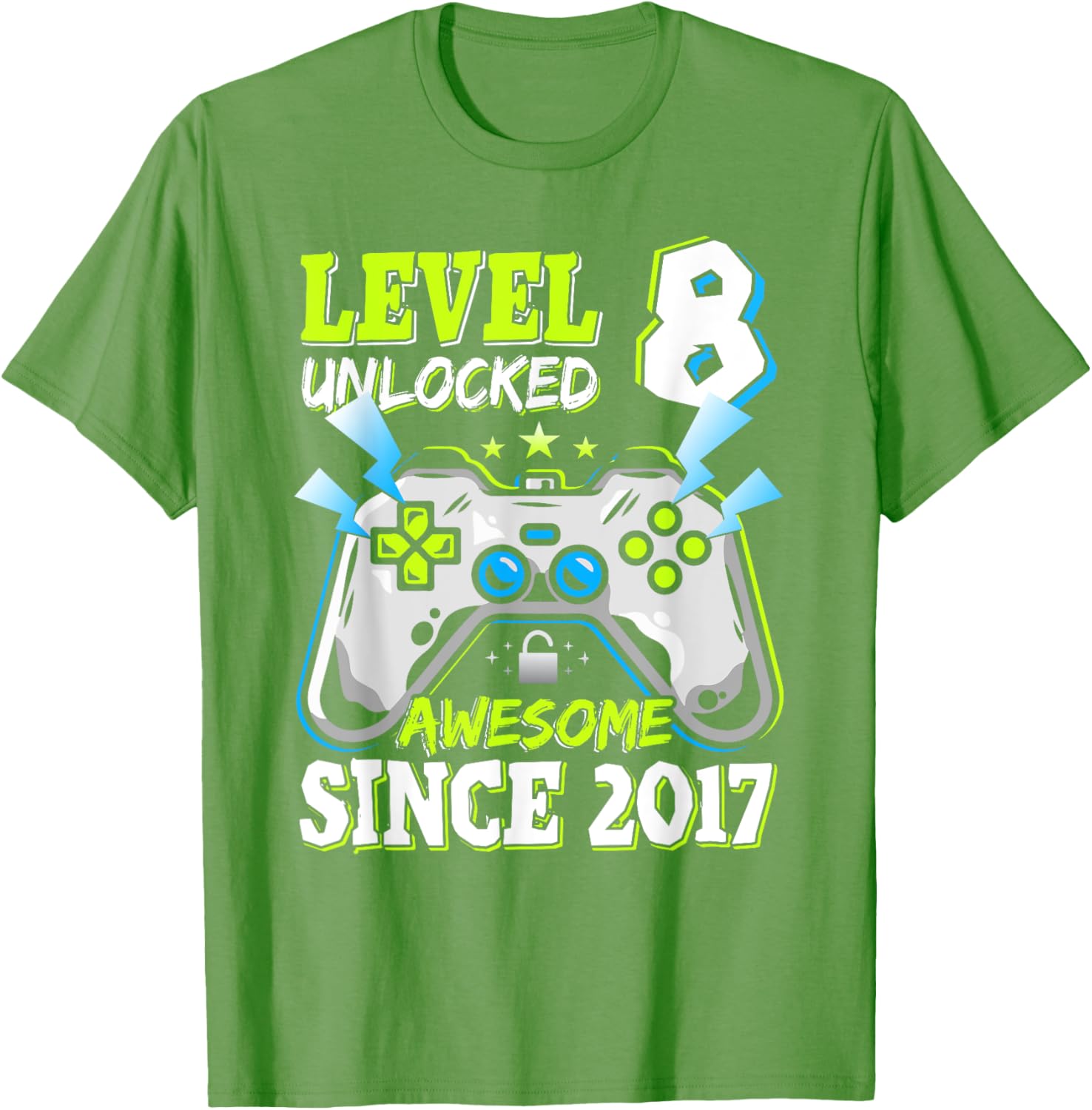 Level 8 Unlocked 2017 Video Game Birthday T-Shirt for Boys - 26