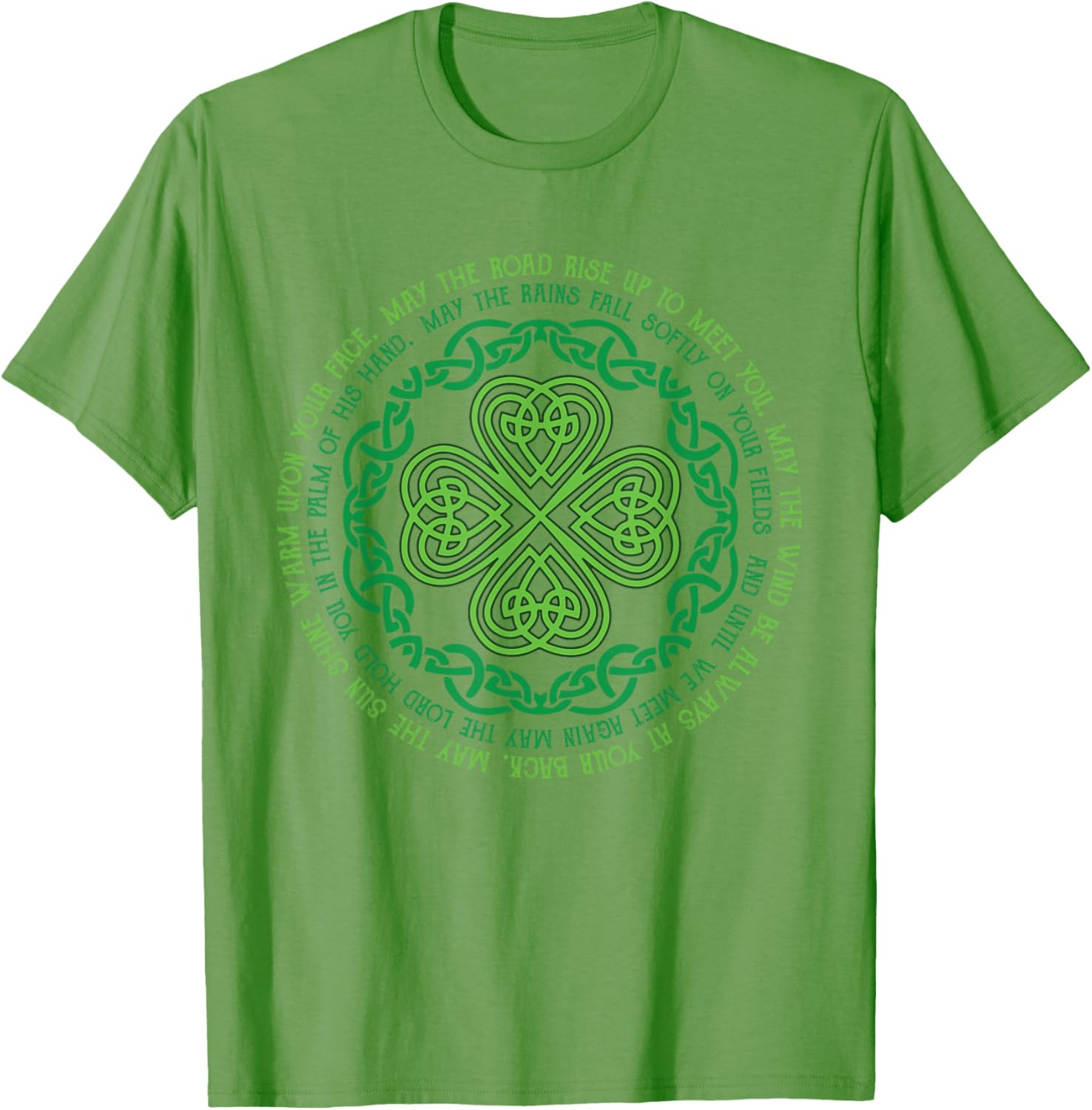 Irish Blessing T-Shirt with Celtic Knot and 4-Leaf Clover Design - 5