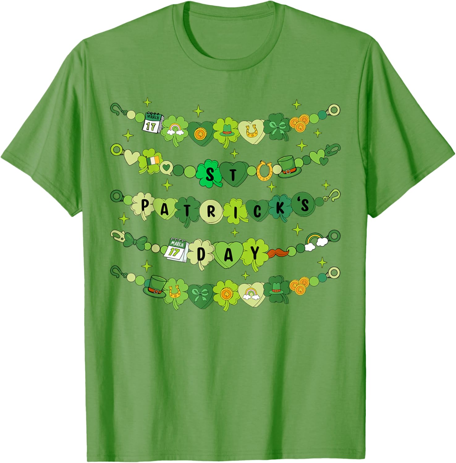 Happy St Patricks Day Friendship Bracelet T-Shirt for Girls - 12