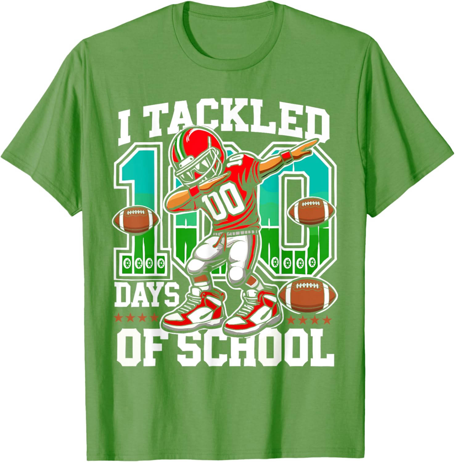 100 Days of School Football Teacher Student T-Shirt for Celebrating Fun - 9