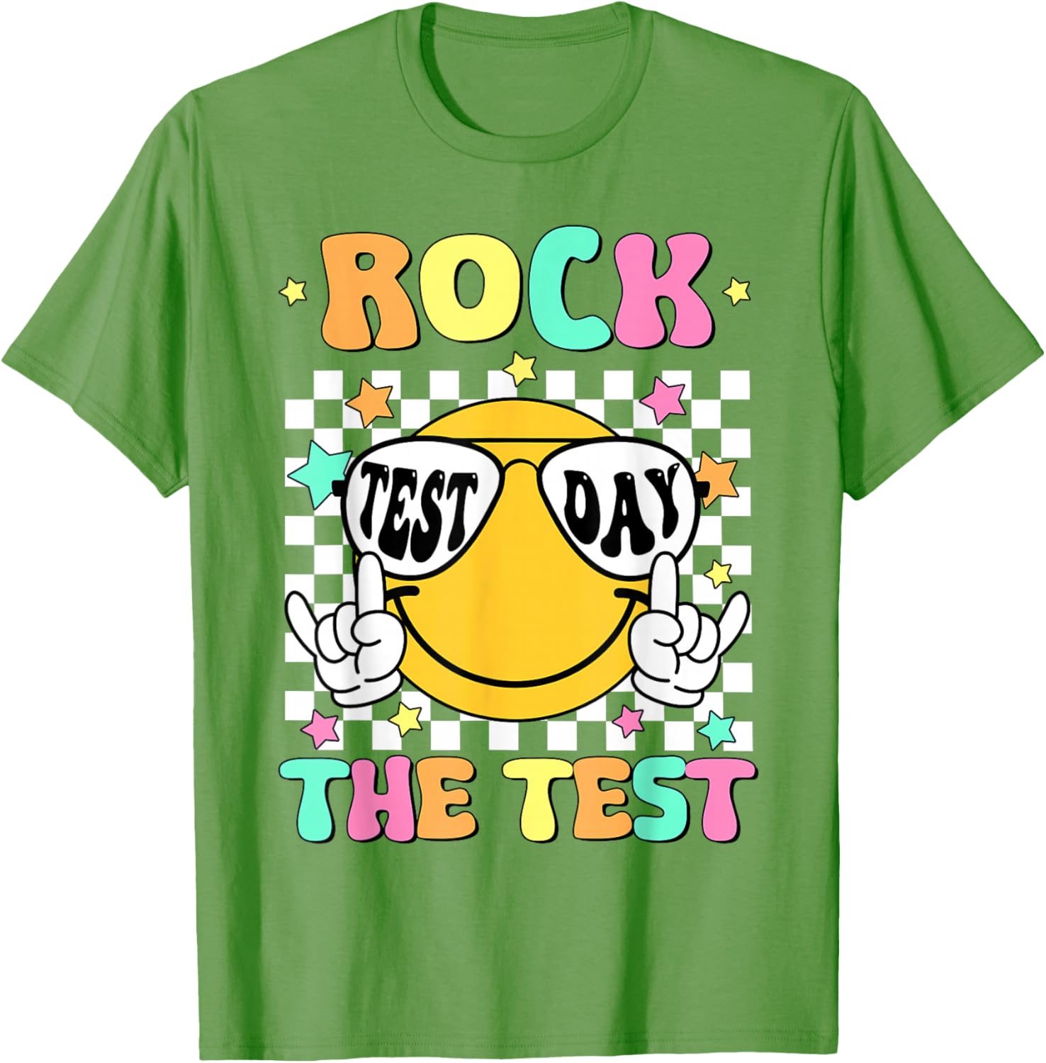 Rock the Test Teacher T-Shirt with Smile Face for Test Day Fun - 6