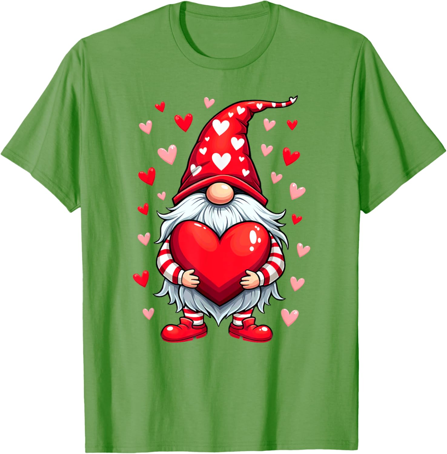 Adorable Valentine's Day Gnome T-Shirt with Red Heart Design - 3