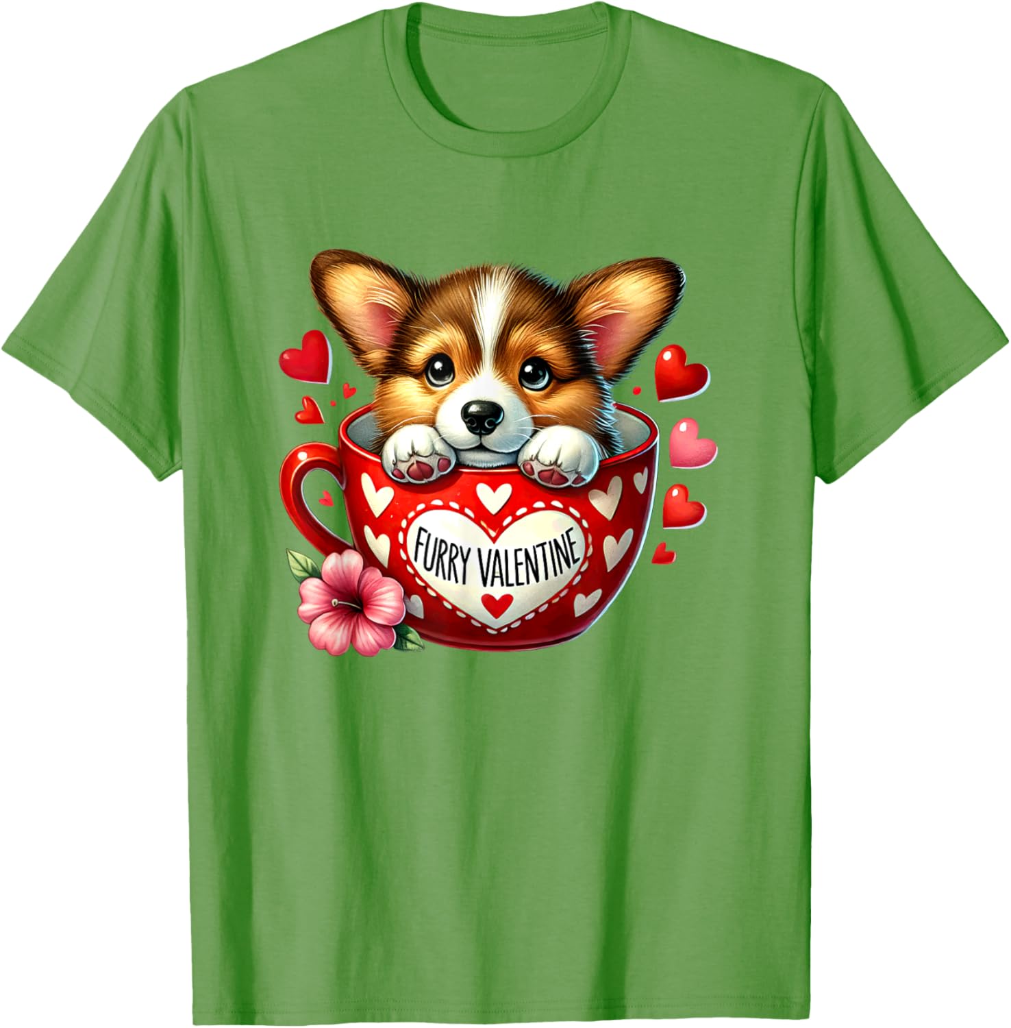 Furry Valentine Corgi Puppy Love T-Shirt for Dog Lovers and Friends - 9