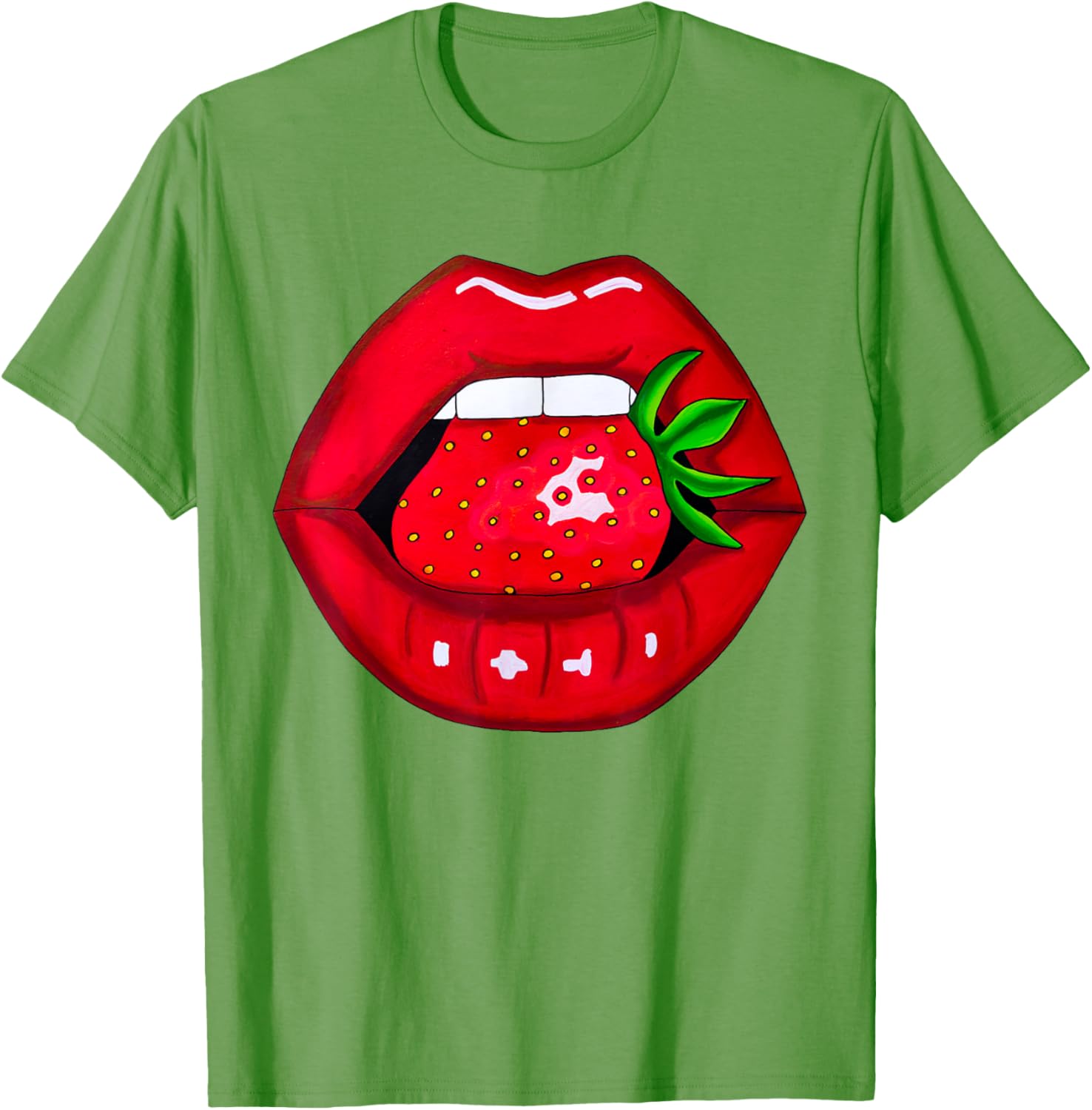 Sexy Strawberry Lips Red Lipstick Women's T-Shirt for Fun Fashion - 16