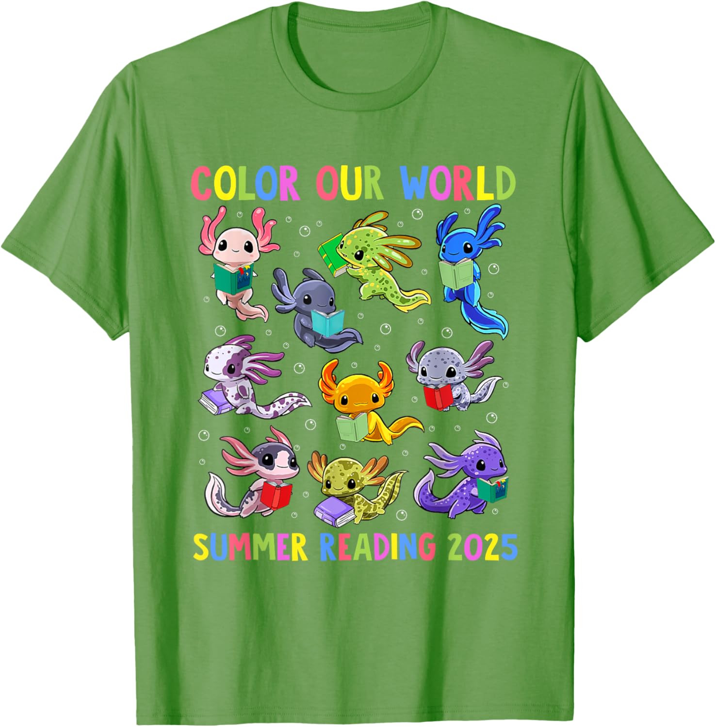 Color Our World Axolotl Summer Reading 2025 T-Shirt for Fun Adventures - 19