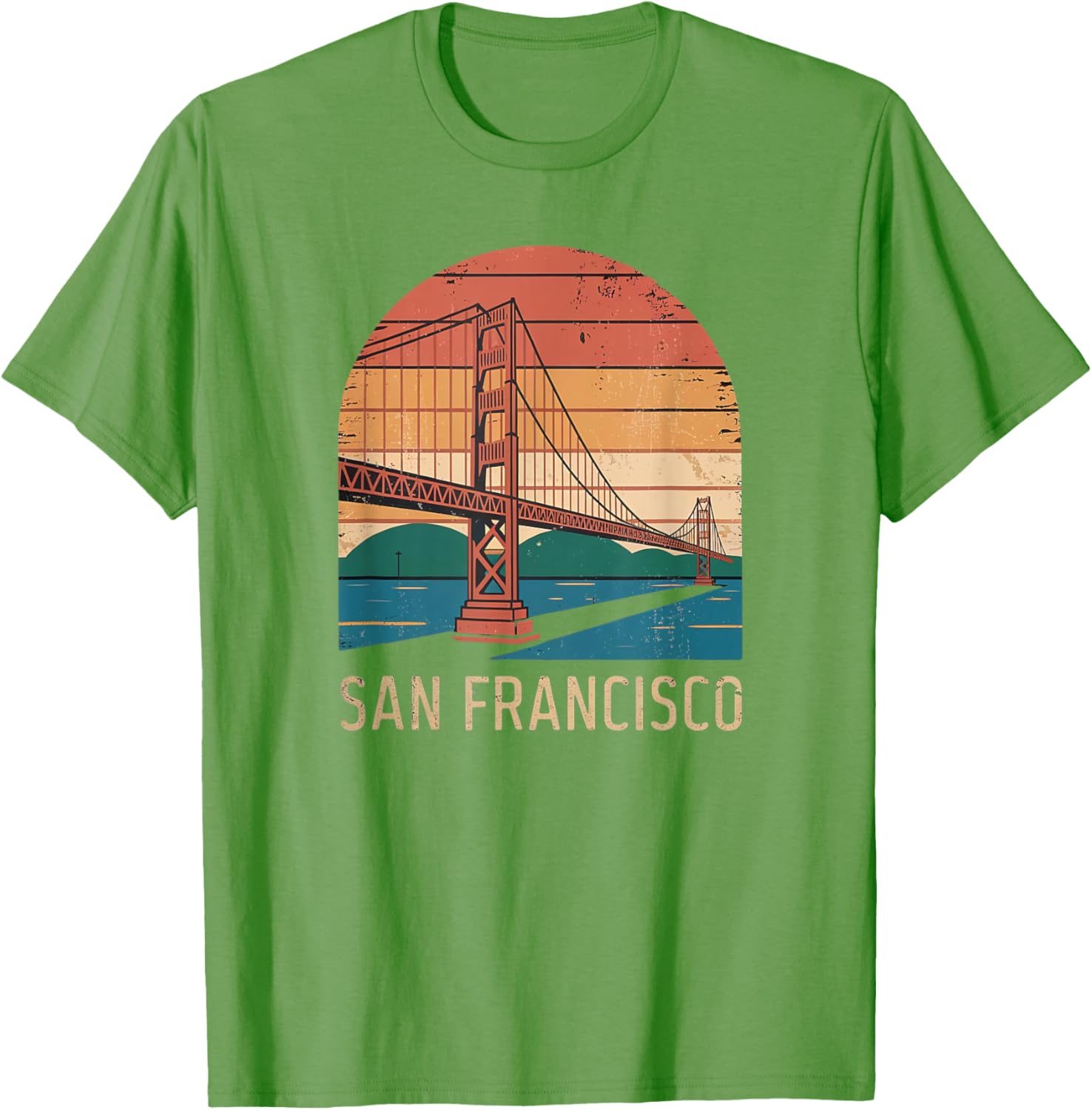 Retro San Francisco Bridge Sunset T-Shirt for Vintage Style Lovers - 10