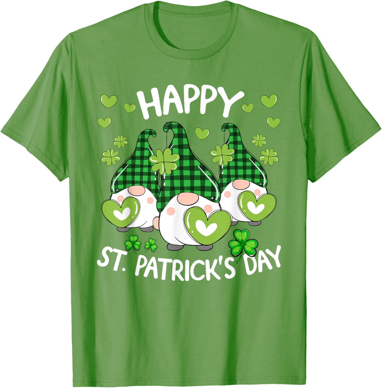 Happy St Patricks Day Gnome Shamrock T-Shirt for Women and Kids - 4