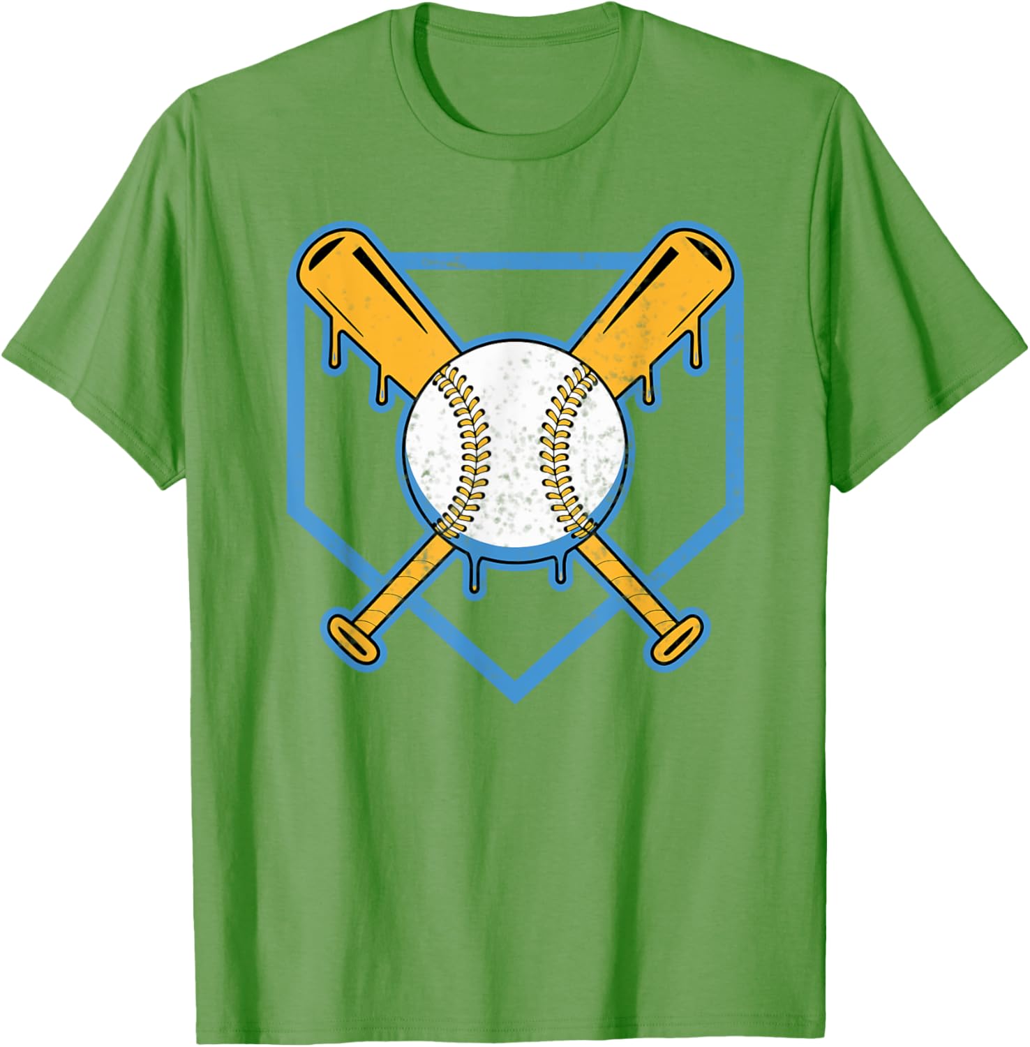 Yellow Baseball Home Plate Drip T-Shirt for Boys Sports Style - 13
