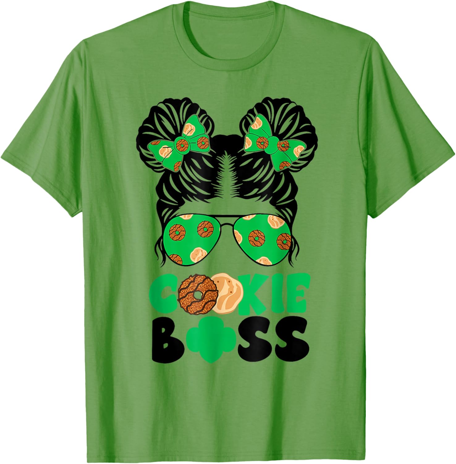 Scout Cookie Boss Girls Messy Bun Sunglasses T-Shirt for Kids - 19