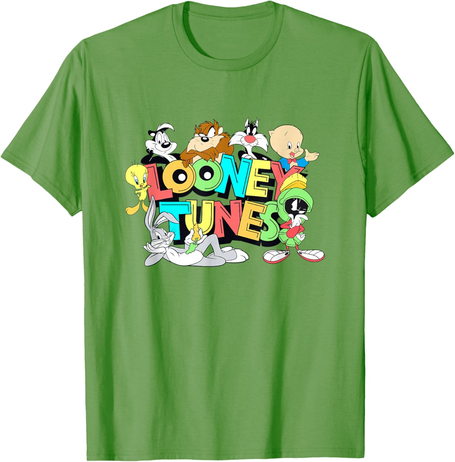Looney Tunes Retro Neon Pop Group Shot T-Shirt for Fun Style Fans - 2