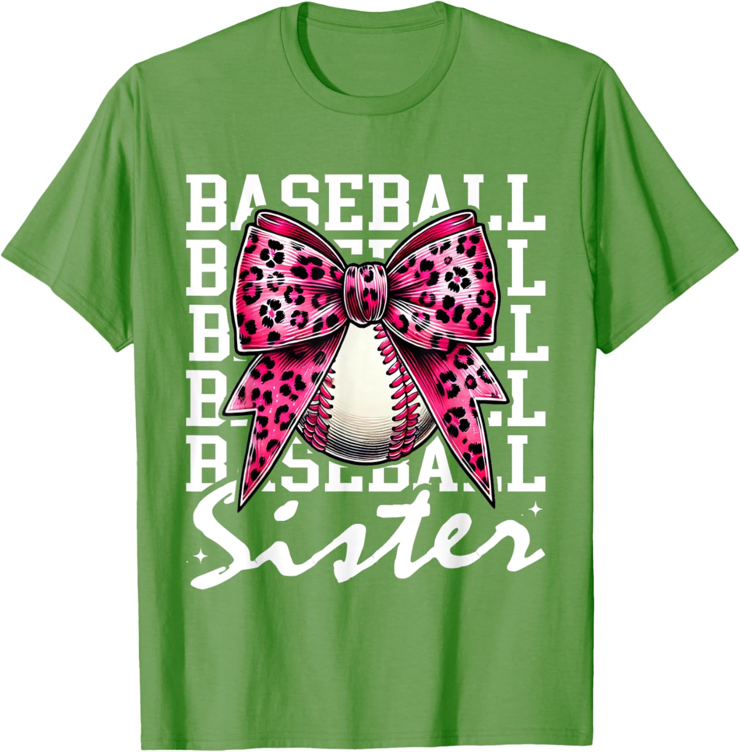 Pink Leopard Print Coquette Bow Baseball Sister T-Shirt for Trendy Style - 8