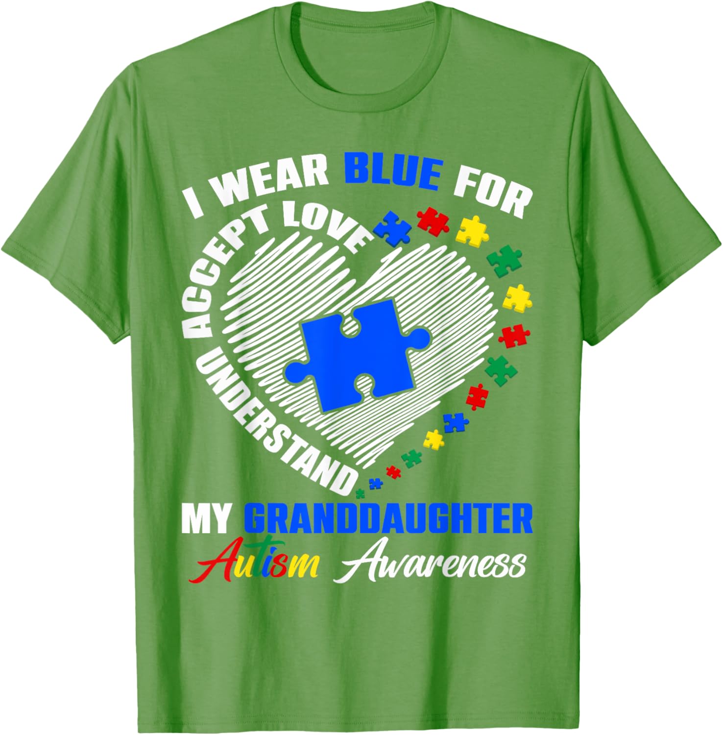 Blue Puzzle Pie T-Shirt for Autism Awareness - Perfect for Granddaughters - 9