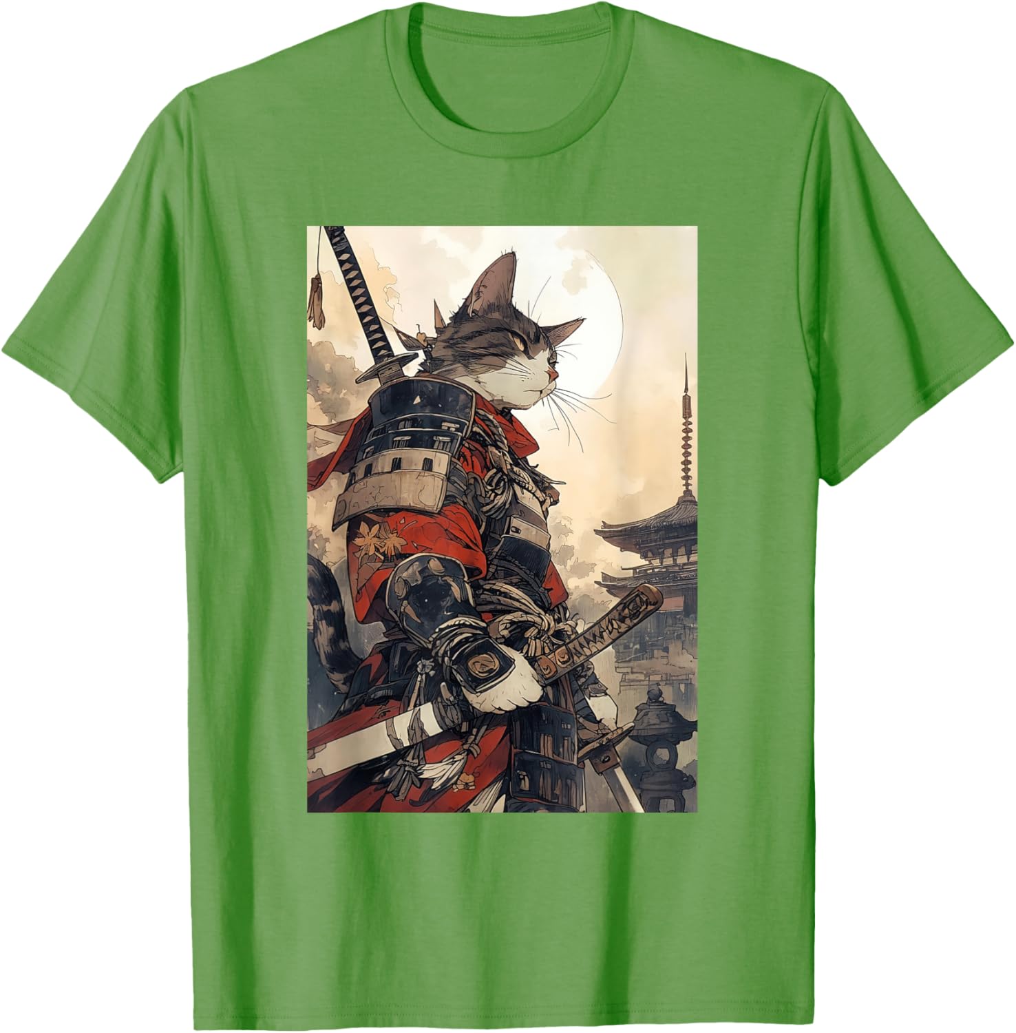 Samurai Cat Graphic Tee Vintage Japanese Art for Men, Women, Kids - 23