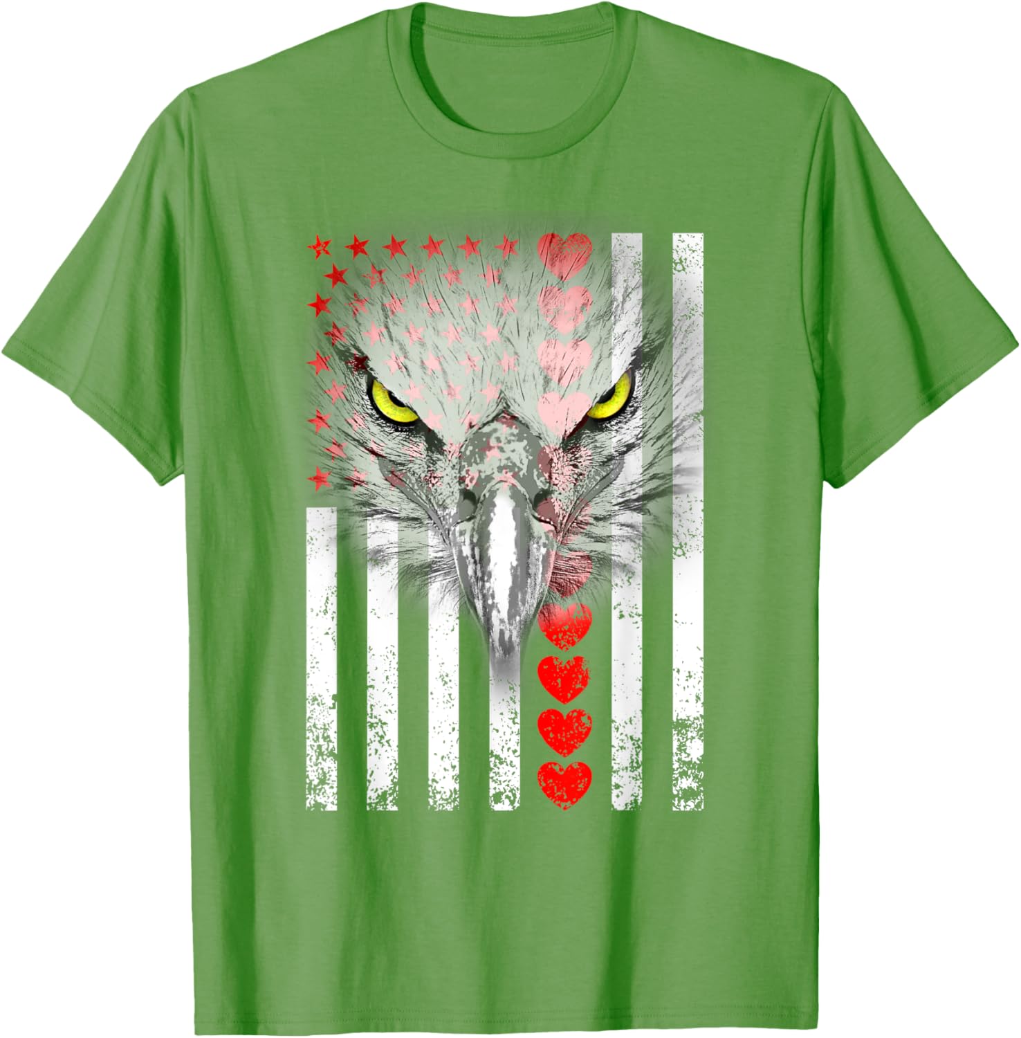Happy Valentine's Day Eagle T-Shirt for Animal Lovers with Hearts & Flag - 13