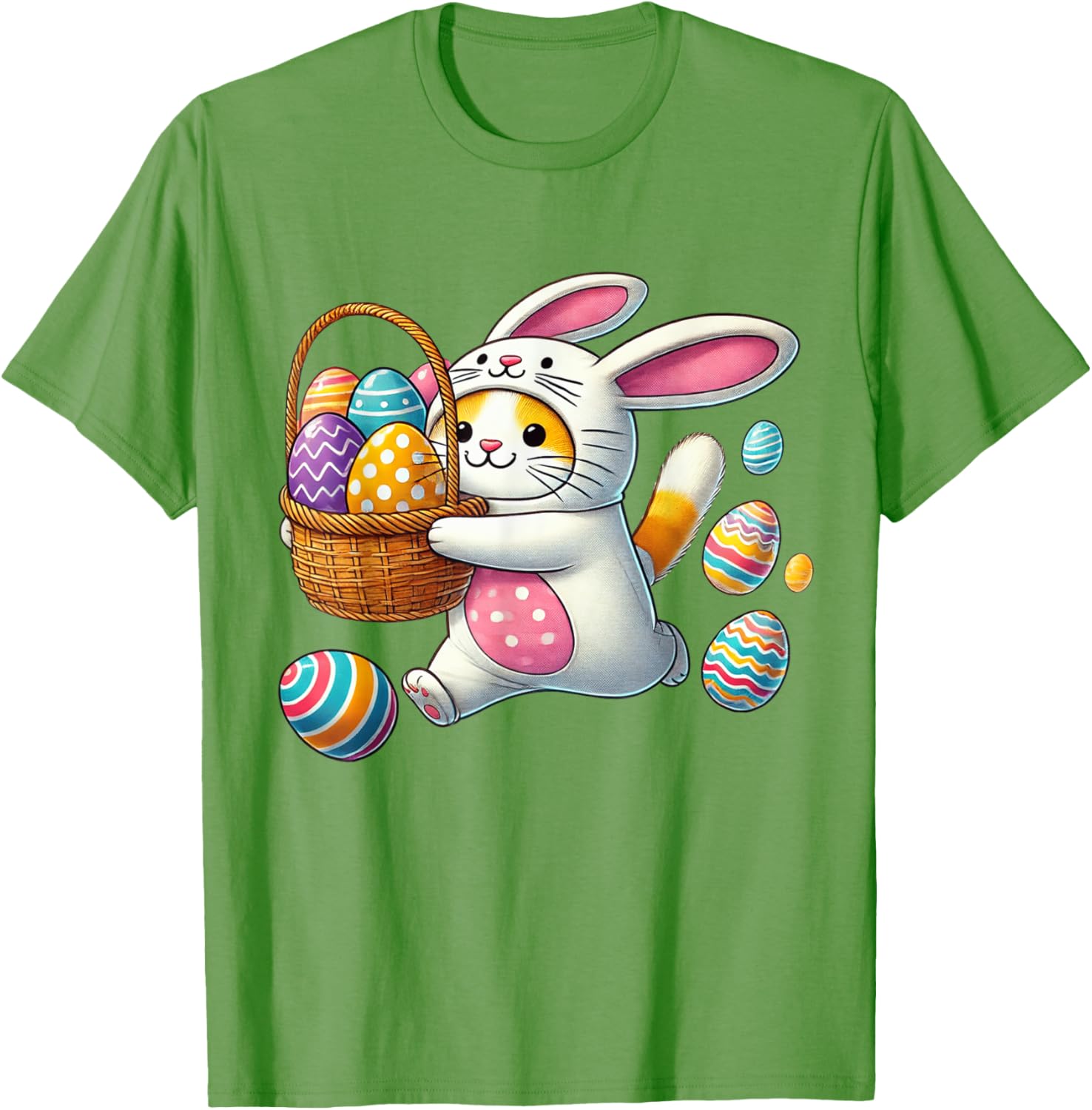 Funny Easter Orange Cat Bunny Ears T-Shirt for Kids Boys and Girls - 16