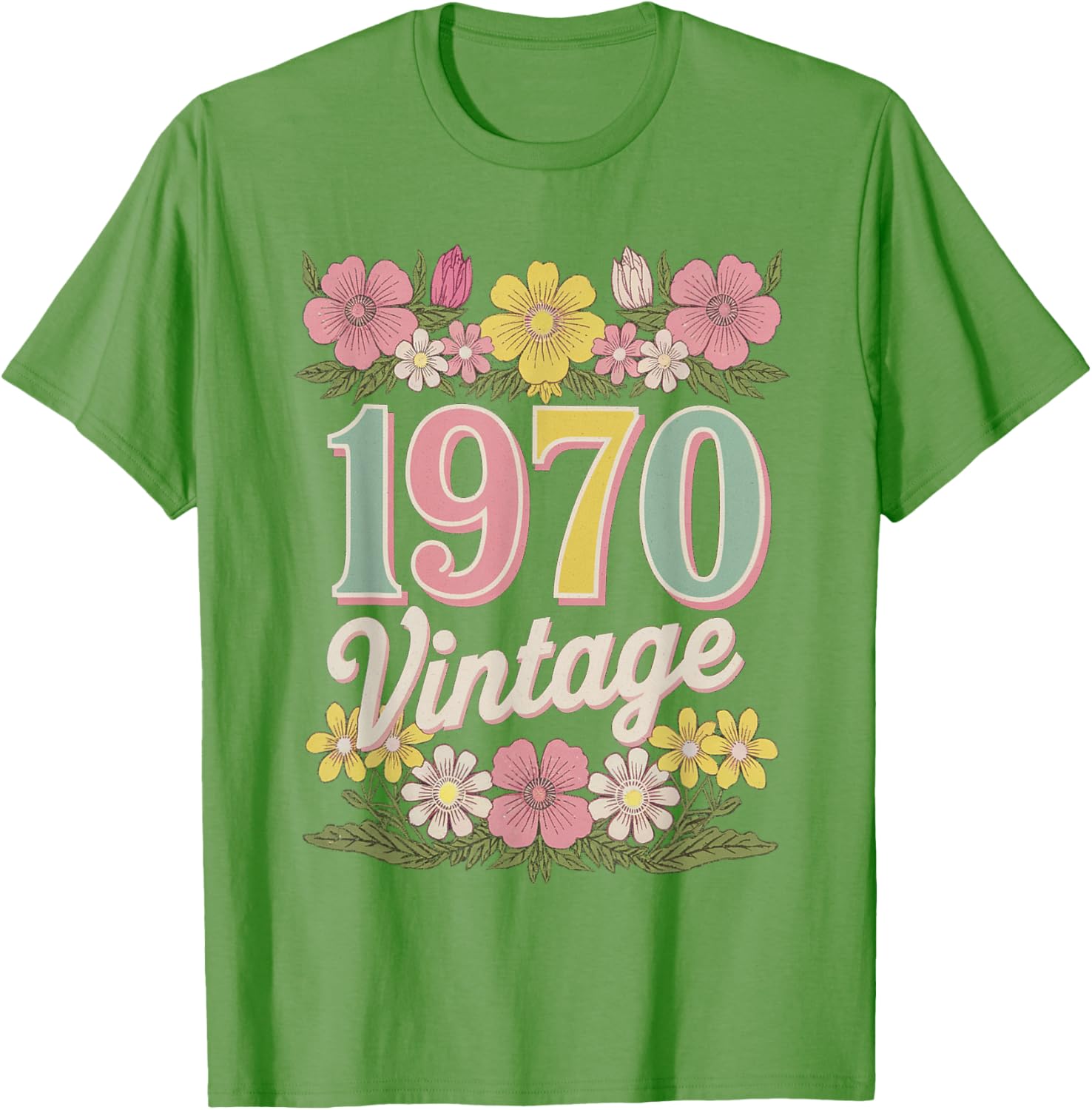 Vintage 1970 Retro Flower Birthday T-Shirt for Daughters and Women - 8