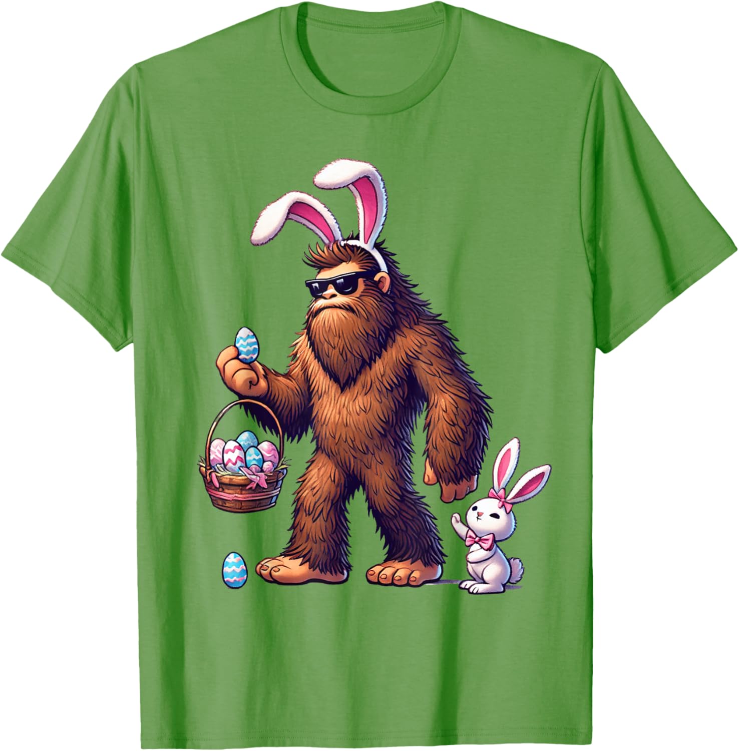 Bigfoot Sasquatch Bunny Easter Eggs T-Shirt for Kids and Men - 5