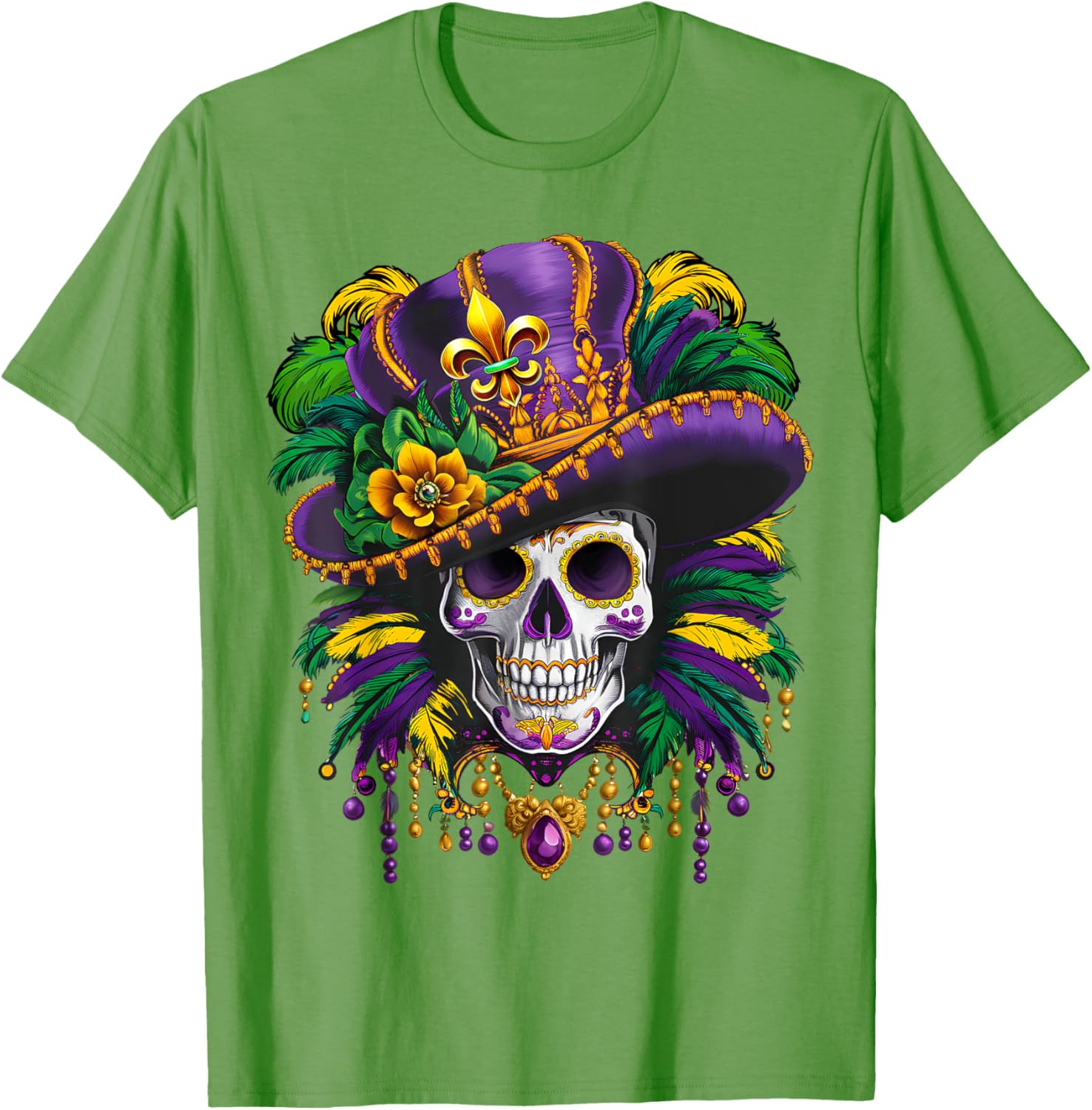 Mardi Gras Sugar Skull T-Shirt for New Orleans Carnival Fun - 29