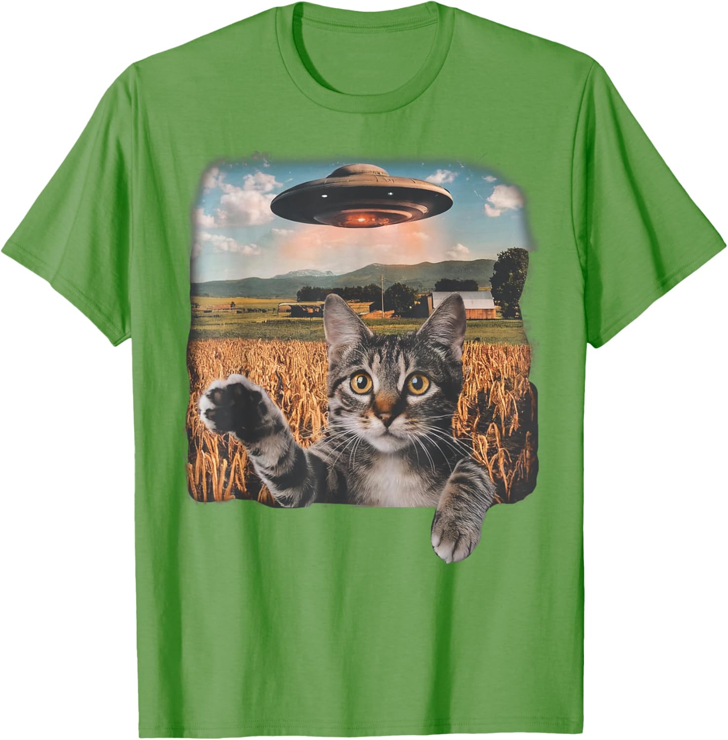 Cat Selfie with Alien UFO T-Shirt for Men, Women, and Kids - 2
