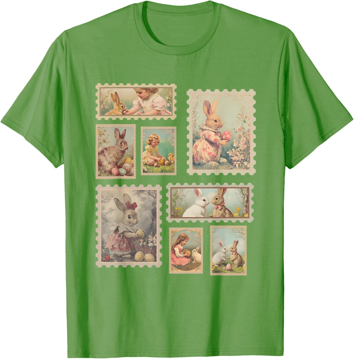 Retro Easter Bunny T-Shirt for Women Cute Spring Fashion Top - 19