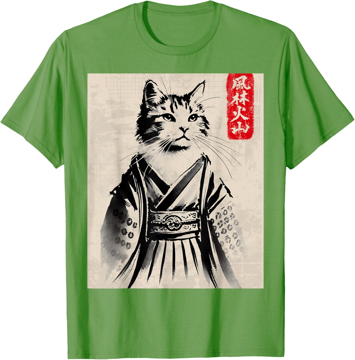 Samurai Cat Ukiyo-e Warrior Art T-Shirt for Cat Lovers and Art Fans - 13
