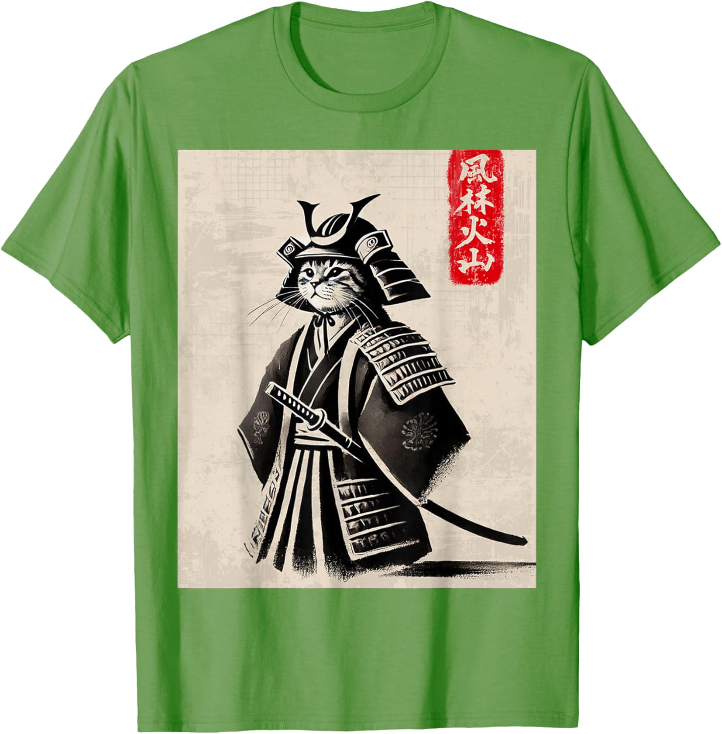 Samurai Cat Warrior Art Japanese T-Shirt Cool Design for Cat Lovers - 2