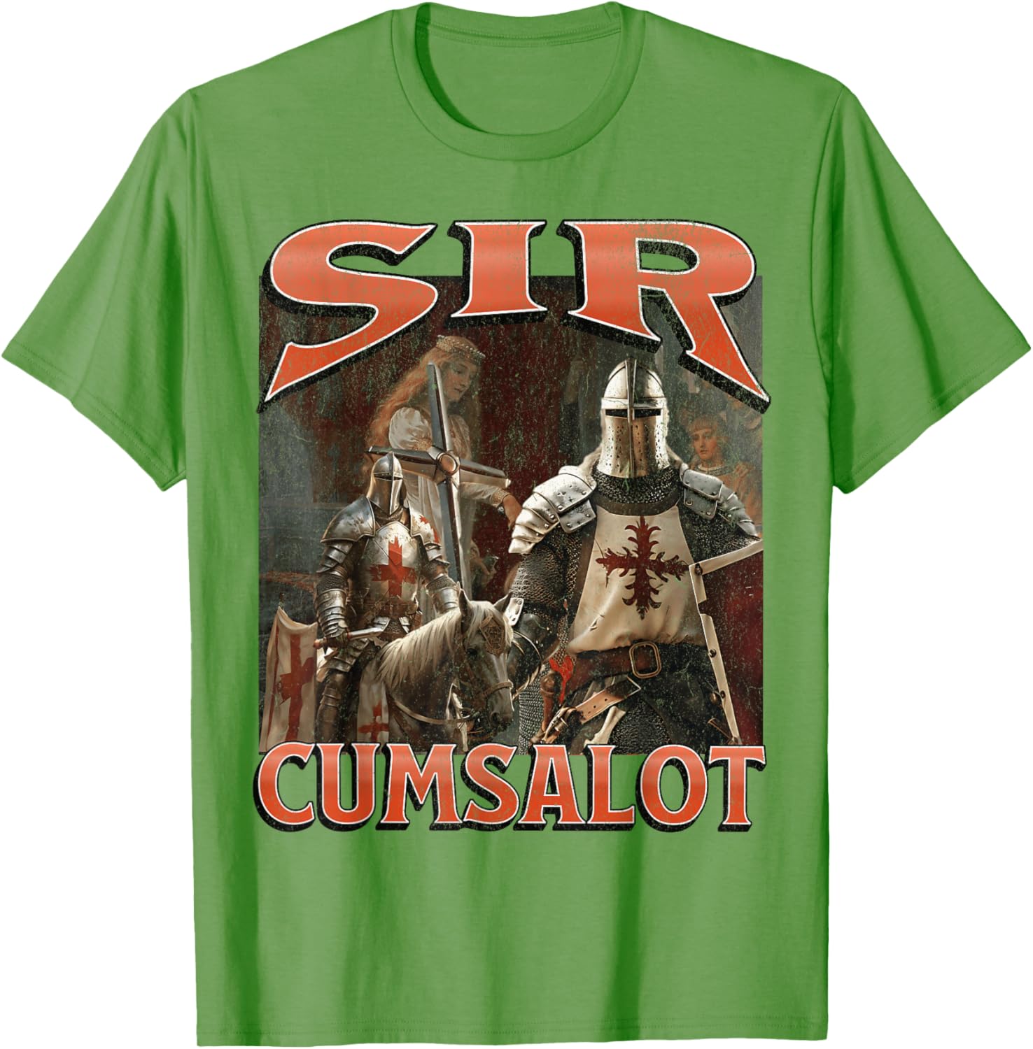 Humorous Sir Cumsalot Knight Meme Bootleg Graphic T-Shirt for Fun Fashion - 8