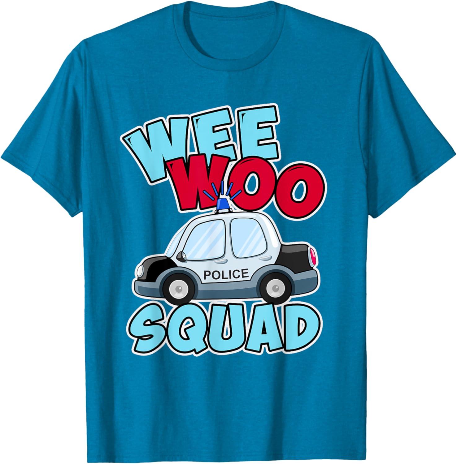 Wee Woo Squad Police Car T-Shirt for Kids - Fun Policeman Design - 11