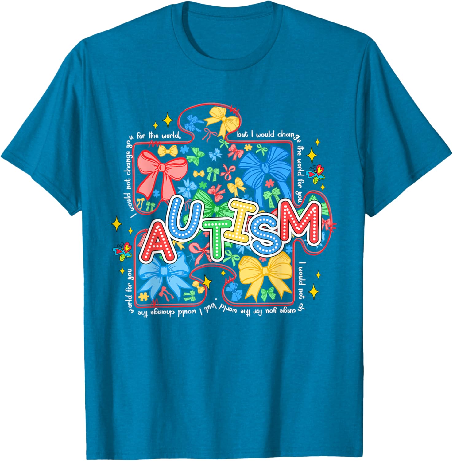 Autism Awareness Puzzle Bow Women's T-Shirt Cute and Stylish Design - 17