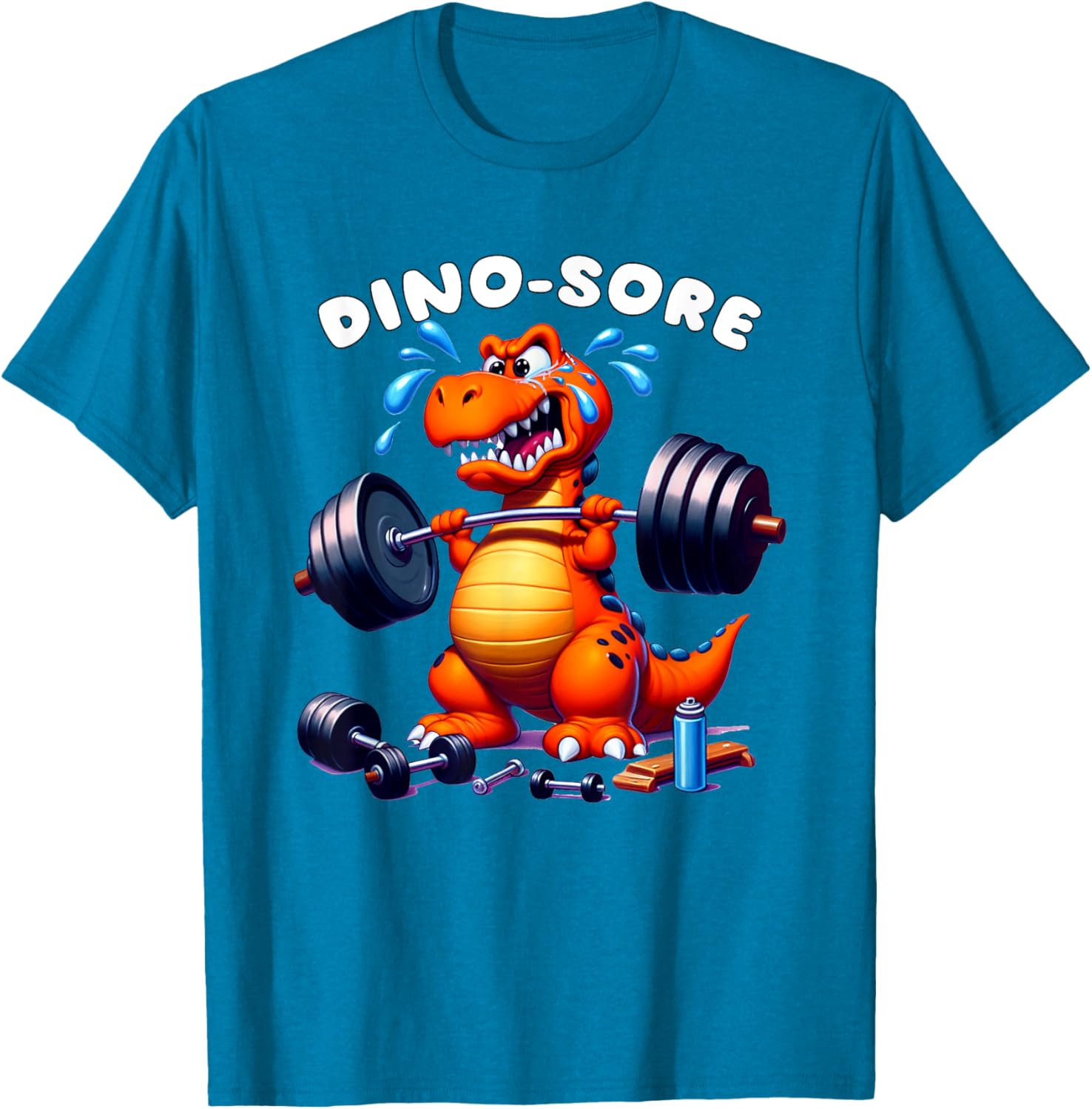 Dino Sore Gym T-Shirt for Fitness Lovers - Fun Lifting Weights Design - 18
