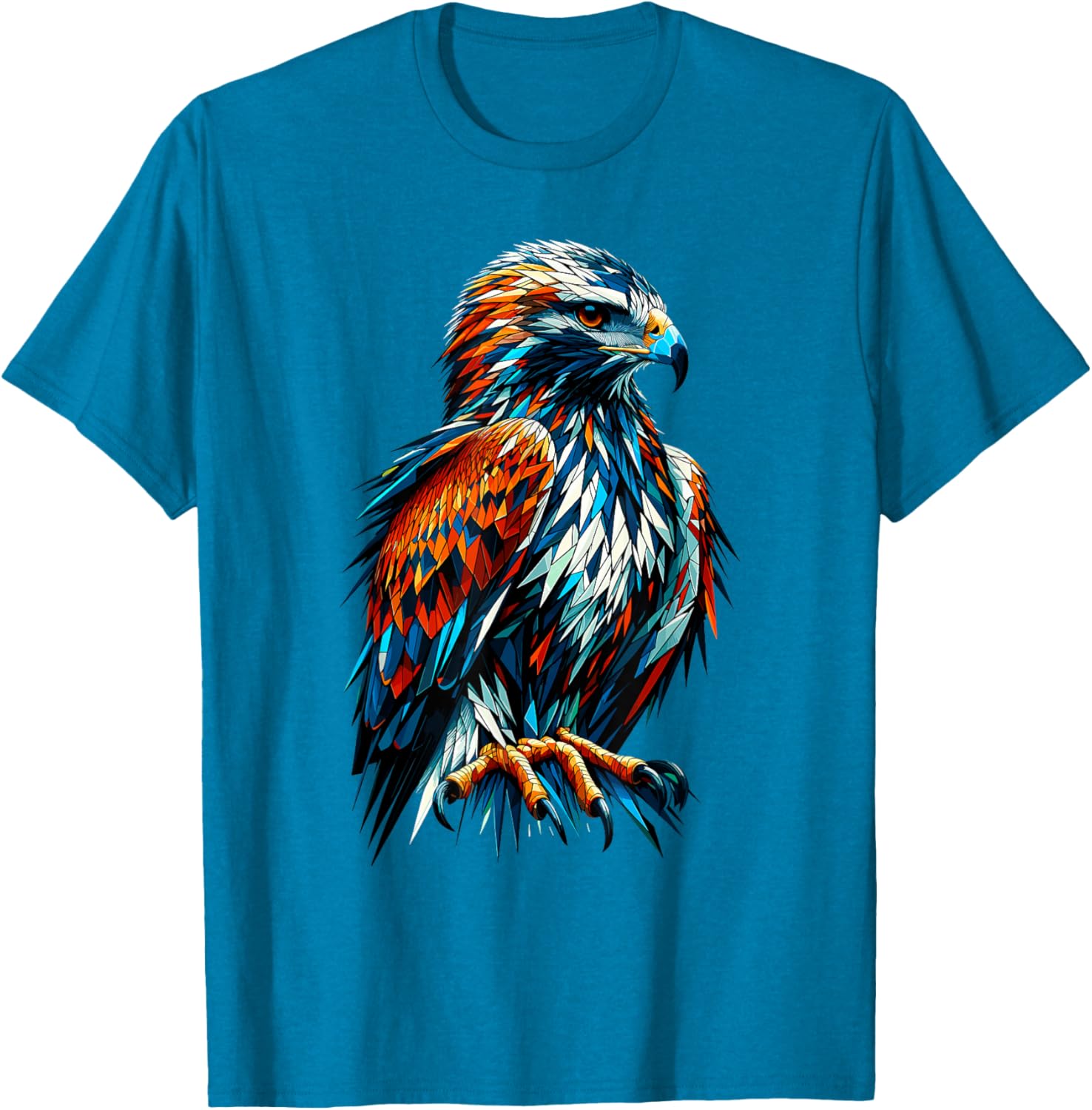 Polygon Art Hawk T-Shirt for Bird Lovers - Unique and Stylish Design - 26