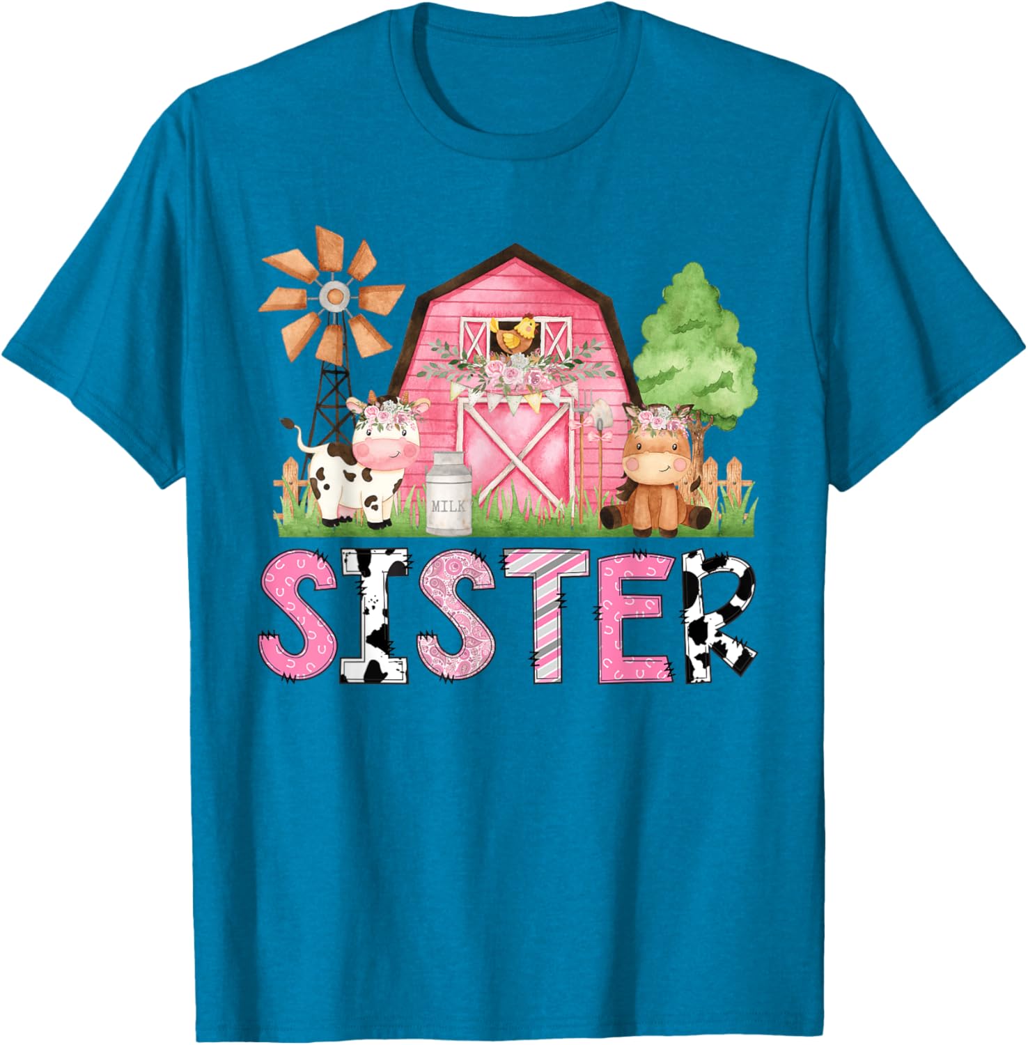 Sister Pink Farm Animal Birthday Matching Family T-Shirt for Kids - 2