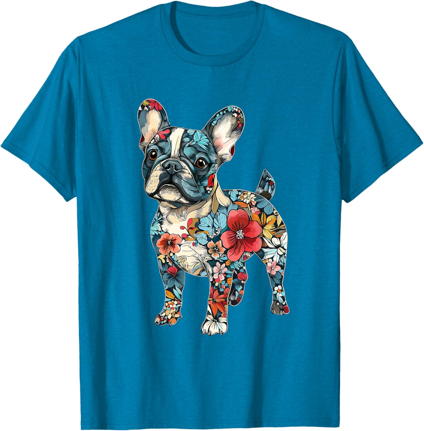 Cute French Bulldog Flower T-Shirt for Men, Women, Girls, and Kids - 16