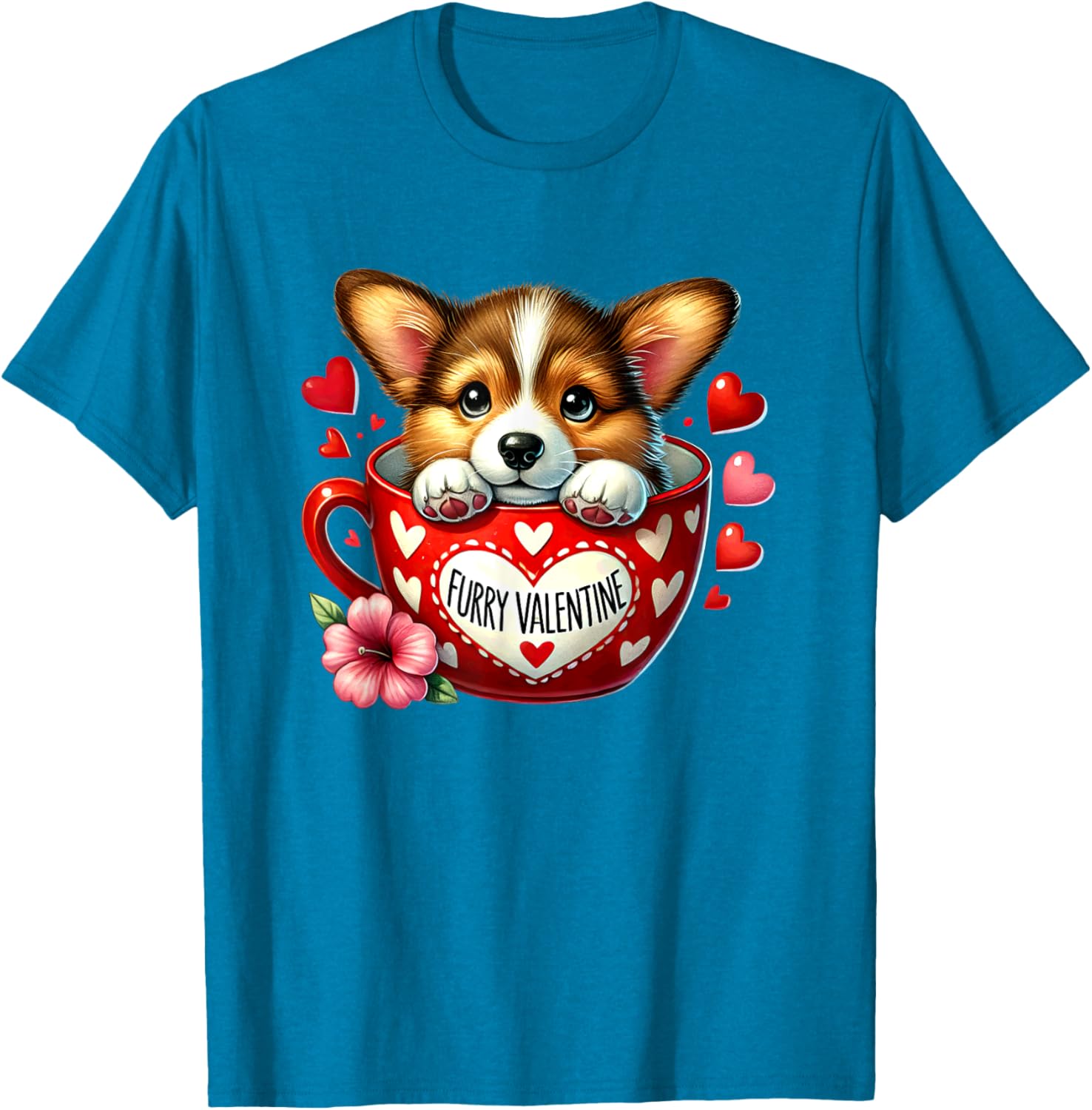 Furry Valentine Corgi Puppy Love T-Shirt for Dog Lovers and Friends - 10