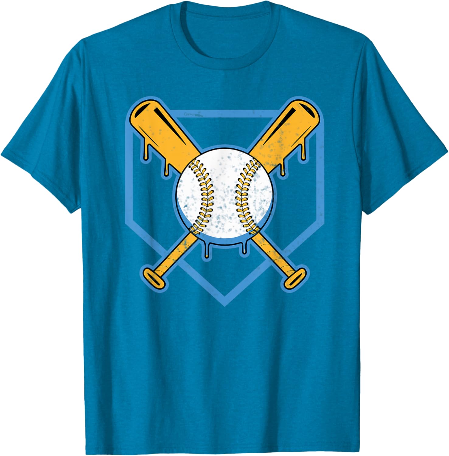 Yellow Baseball Home Plate Drip T-Shirt for Boys Sports Style - 5