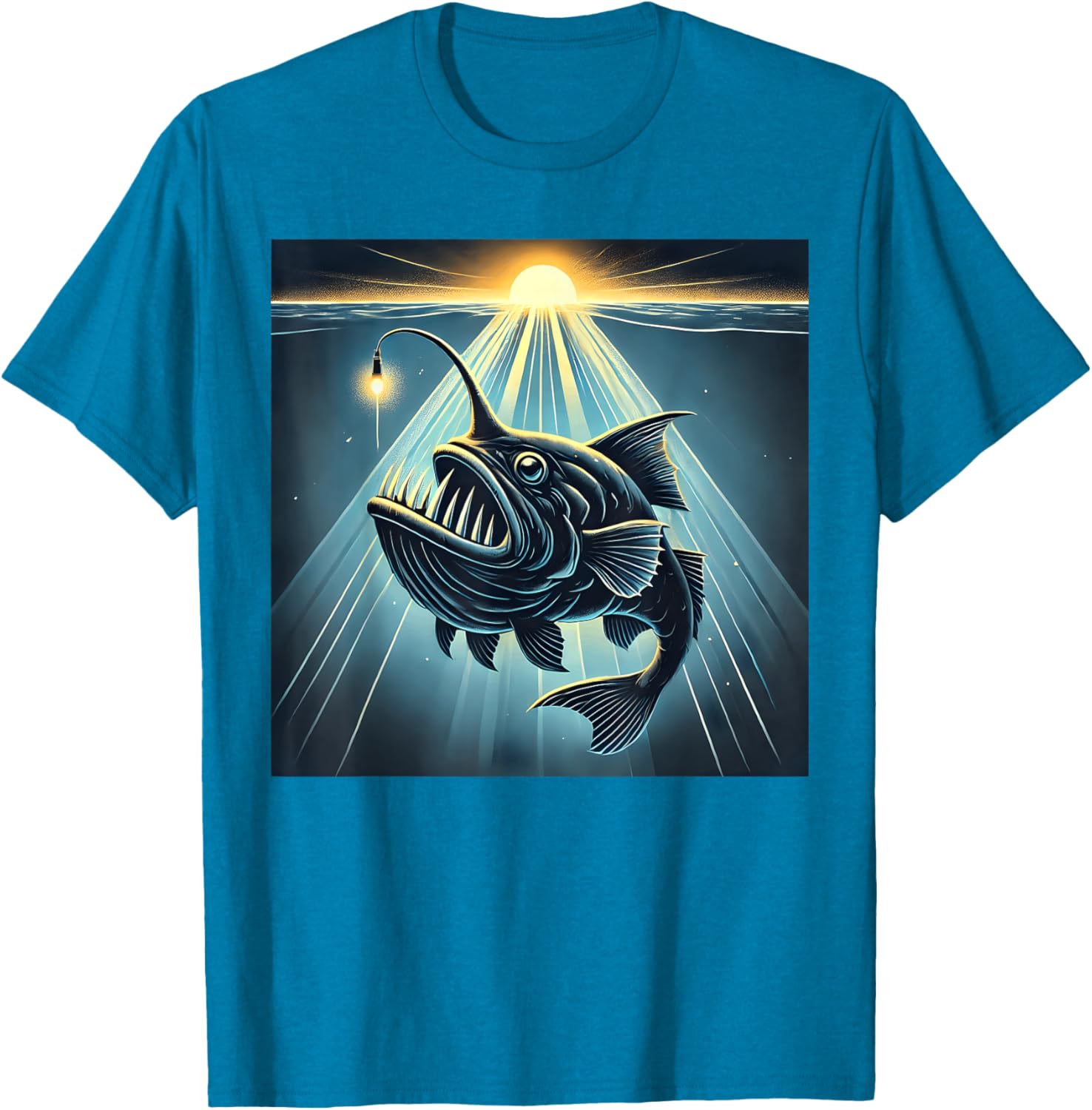Anglerfish Found The Light T-Shirt - Fun Marine Life Apparel - 4