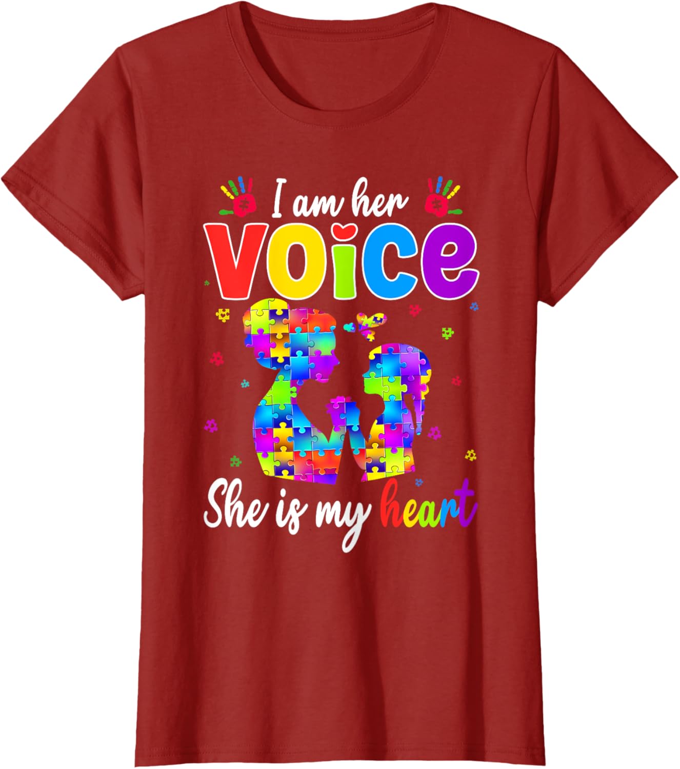 Autism Mom I'm Her Voice She Is My Heart T-Shirt for Proud Mothers - 23
