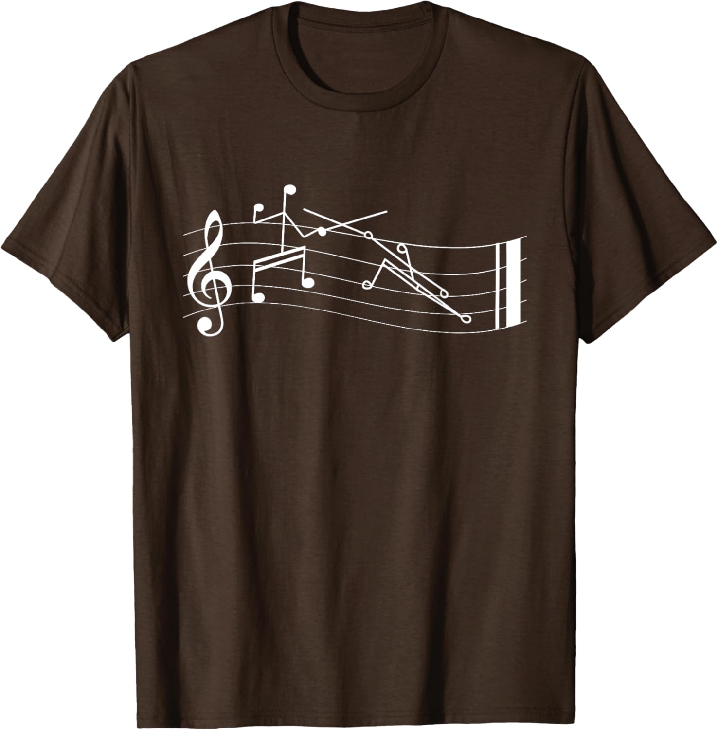 Funny Stick-Figure Music Notes En-garde T-Shirt for Music Lovers - 1