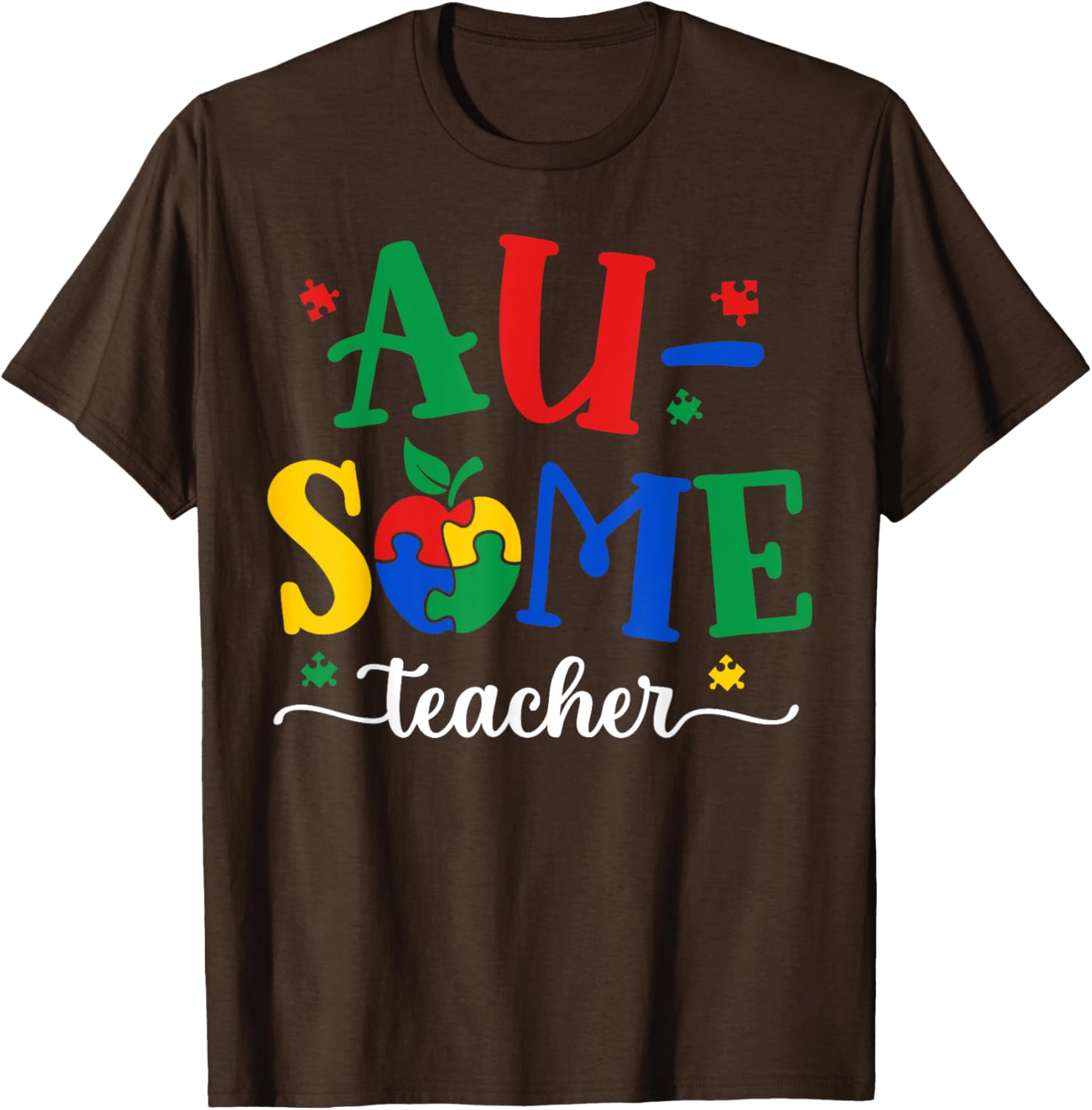 Funny Awesome Teacher Autism Awareness Month Puzzle Pieces T-Shirt - 1
