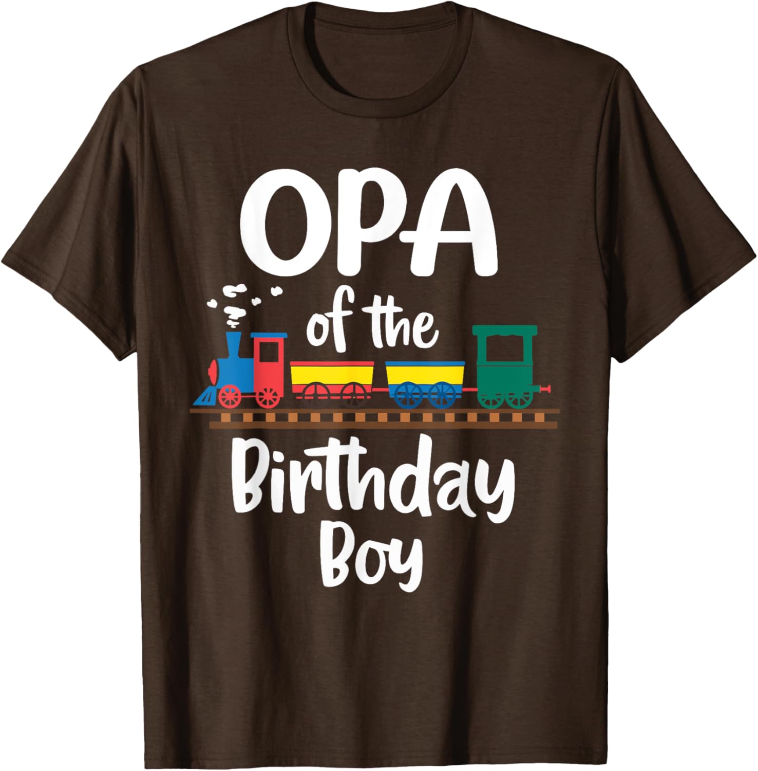 Opa of the Birthday Boy Train Toys Grandpa T-Shirt for Two Year Celebration - 3